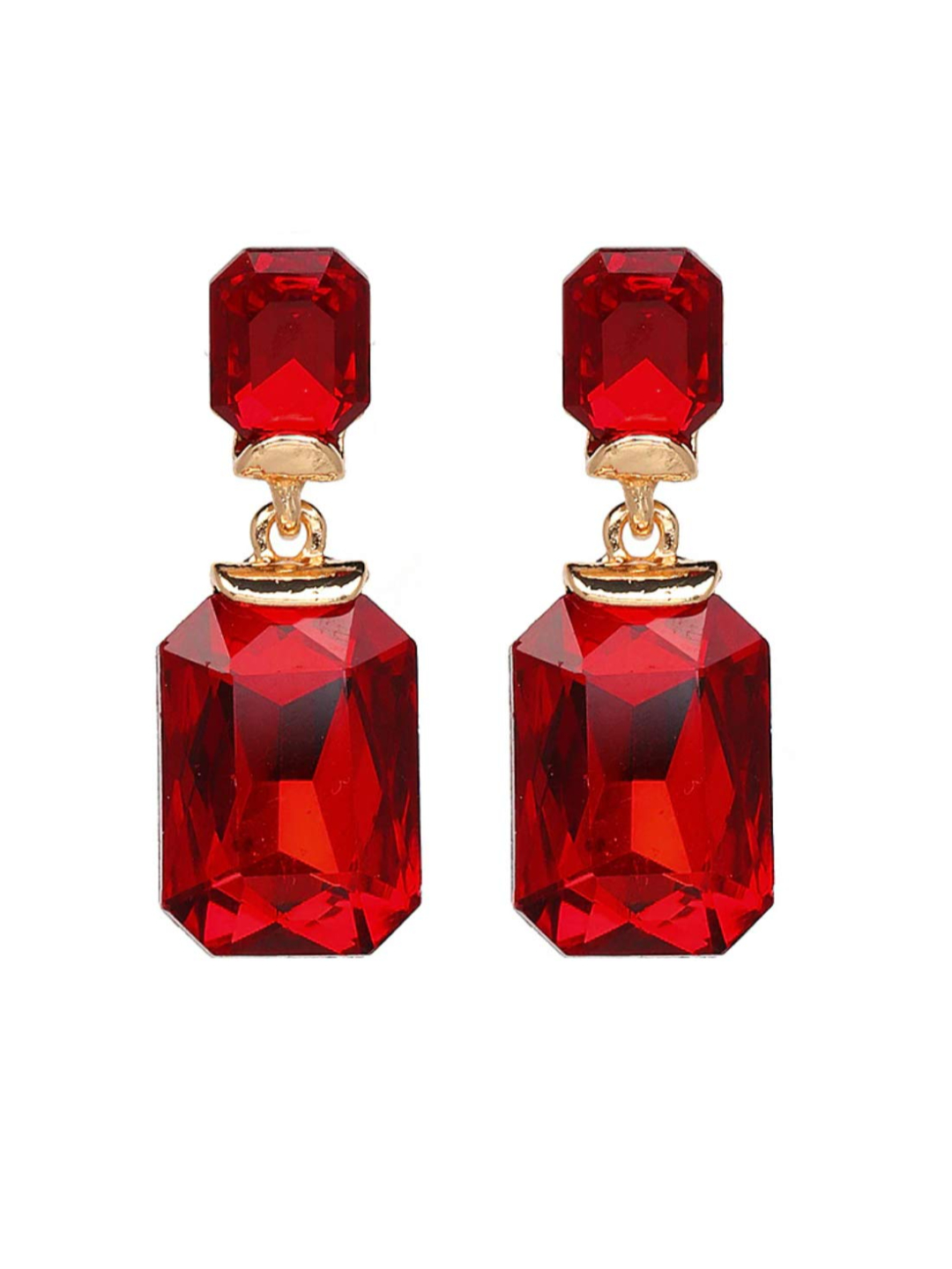 YouBella Jewellery Earings Gold Plated Crystal Drop Earrings for Girls and Women (Red)