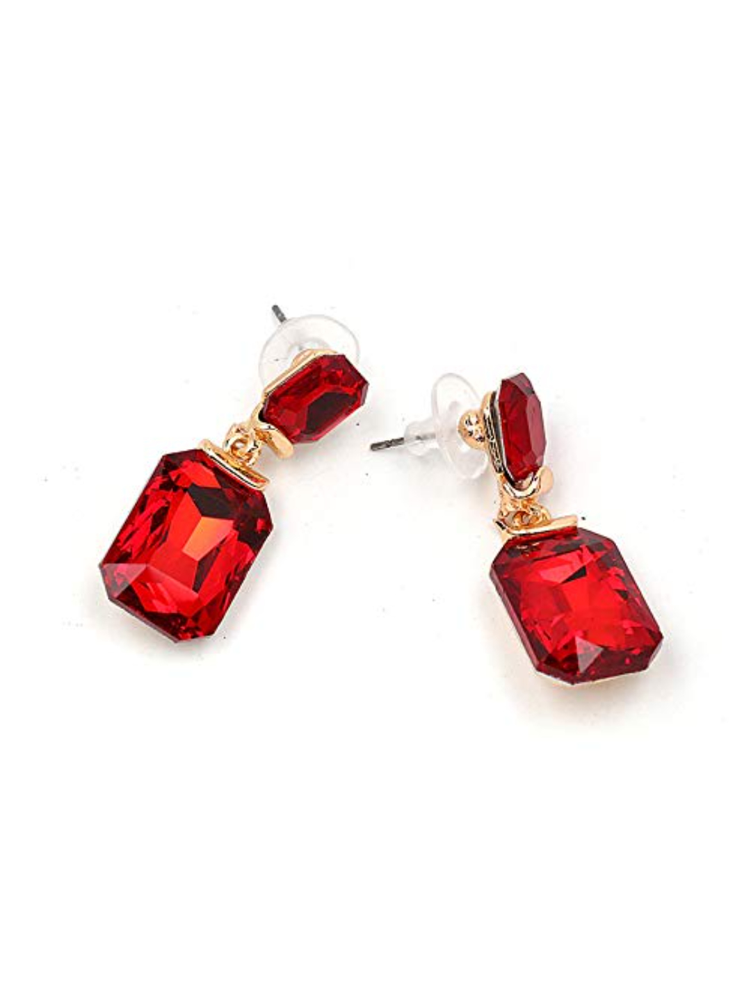 YouBella Jewellery Earings Gold Plated Crystal Drop Earrings for Girls and Women (Red)