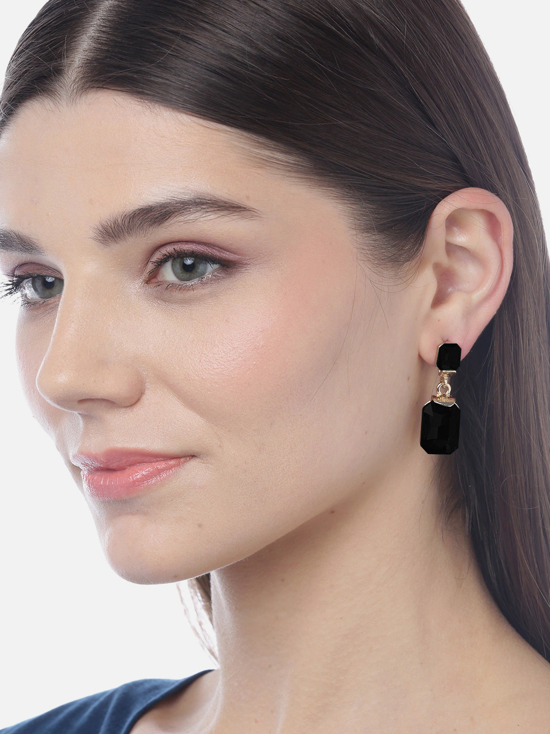 YouBella Jewellery Earings Gold Plated Crystal Drop Earrings for Girls and Women (Black)