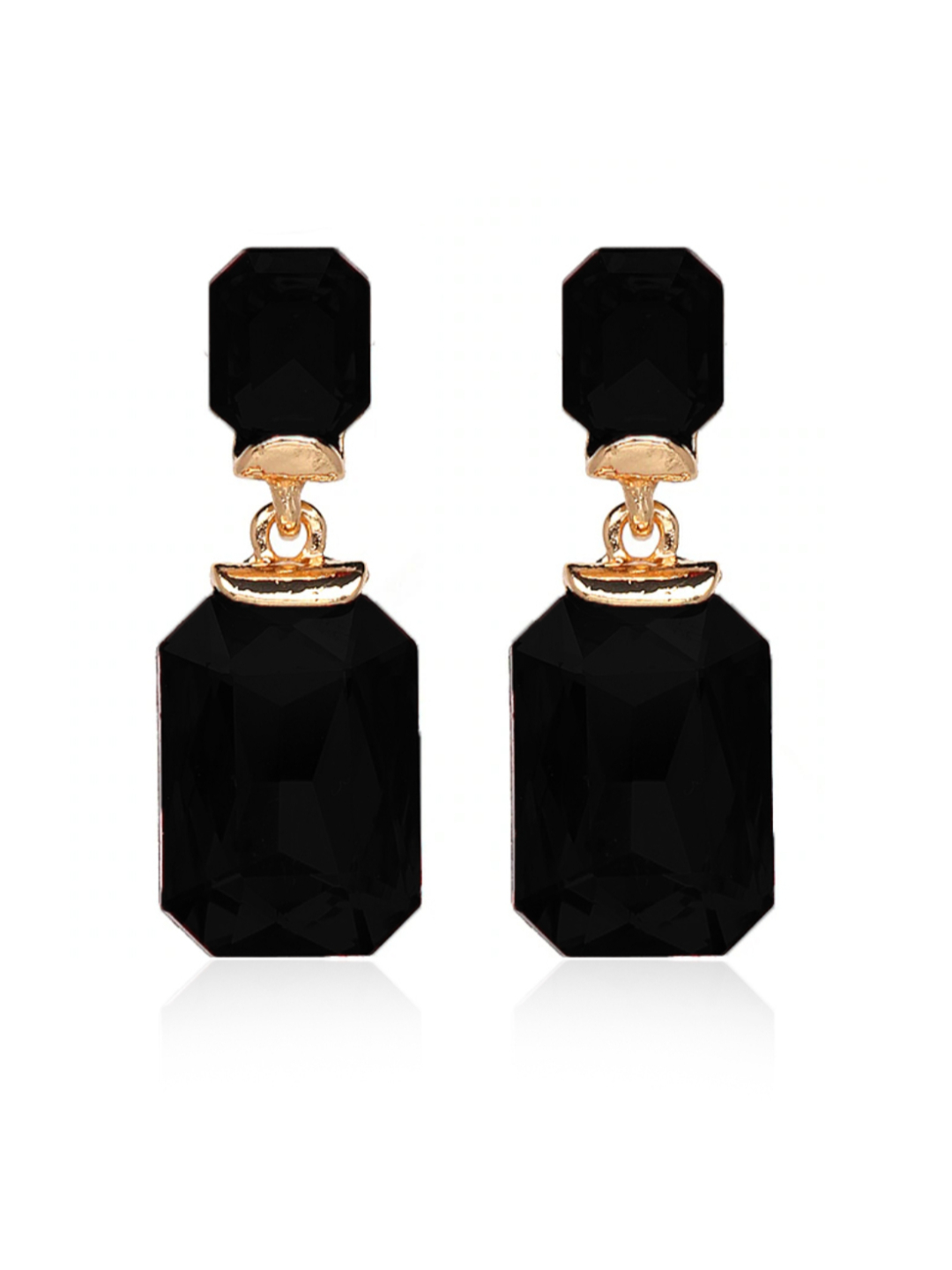 YouBella Jewellery Earings Gold Plated Crystal Drop Earrings for Girls and Women (Black)