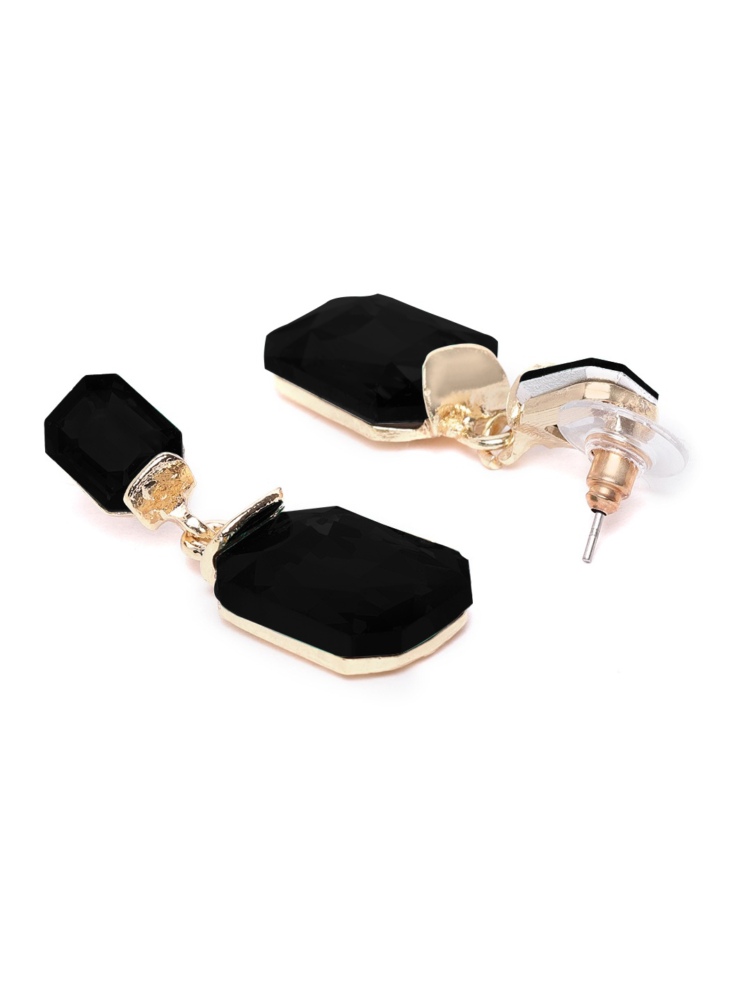 YouBella Jewellery Earings Gold Plated Crystal Drop Earrings for Girls and Women (Black)