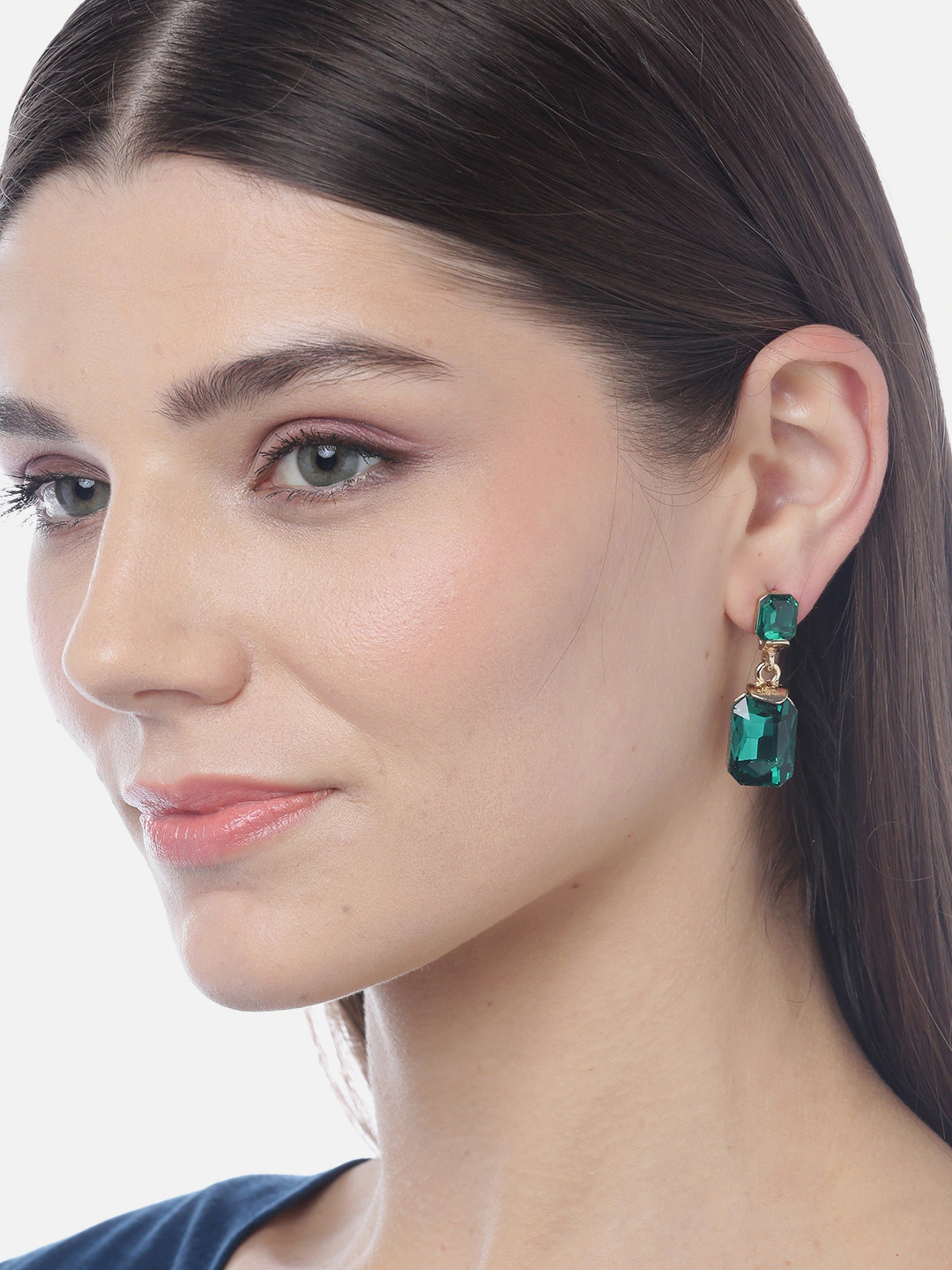 YouBella Jewellery Earings Gold Plated Crystal Drop Earrings for Girls and Women (Green)