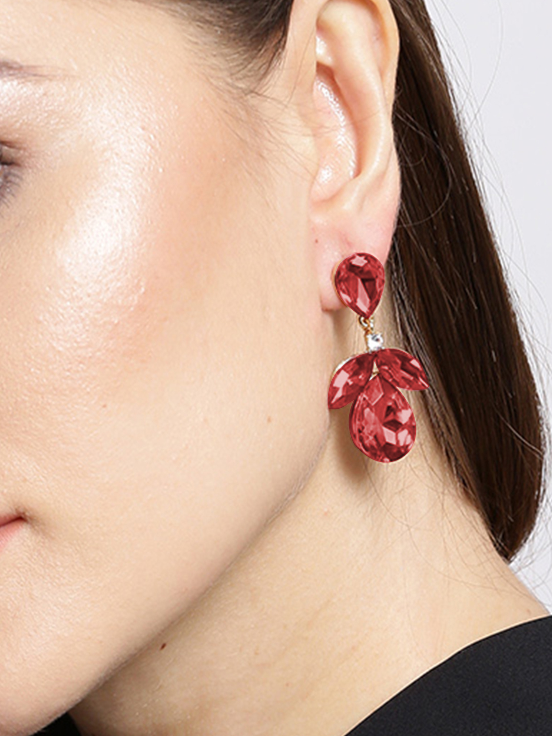 YouBella Jewellery Earrings for women stylish Latest Design Crystal Earrings for Girls and Women (Red)