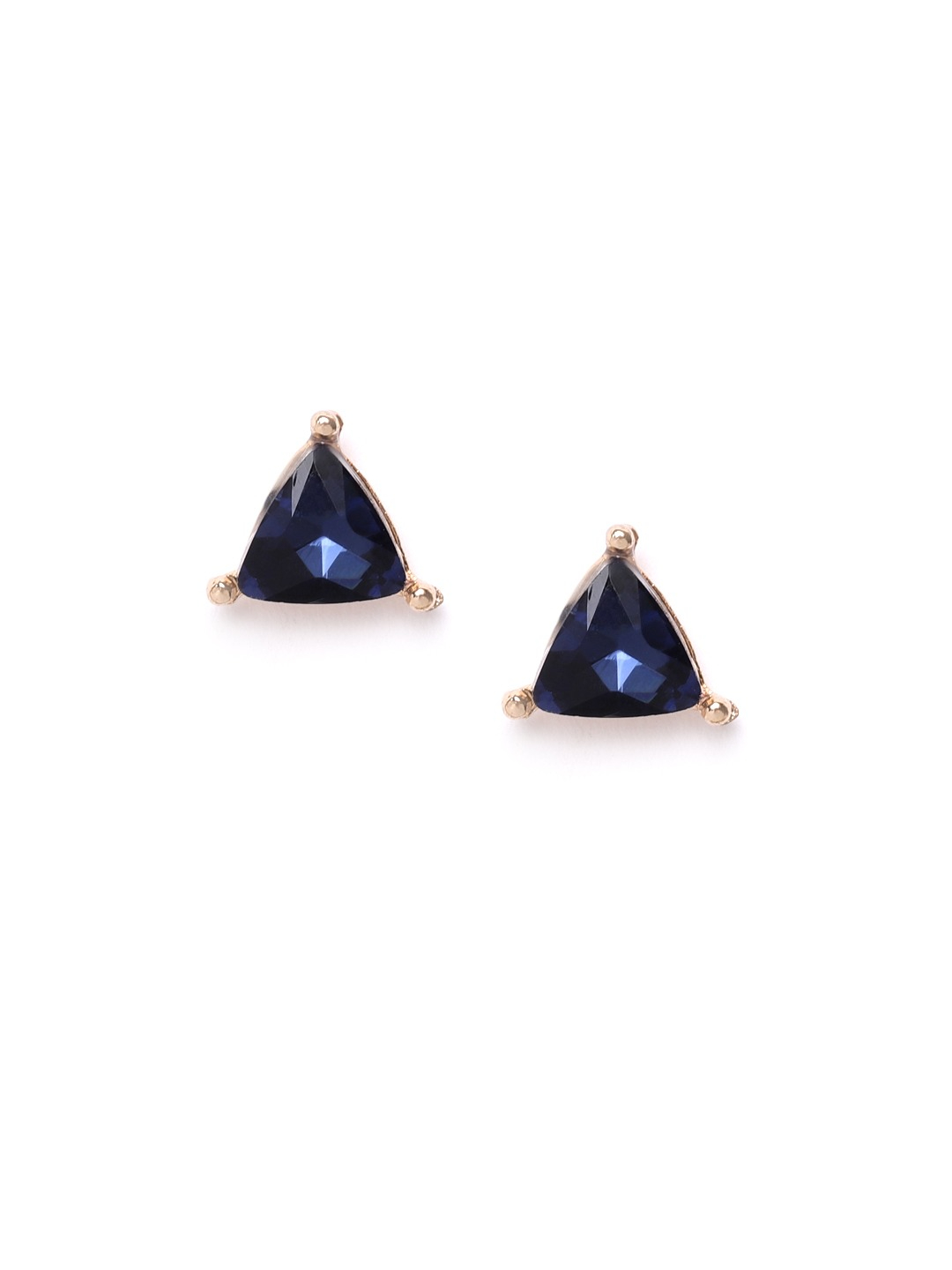 YouBella Navy Blue Gold-Plated Stone-Studded Geometric Jacket Drop Earrings