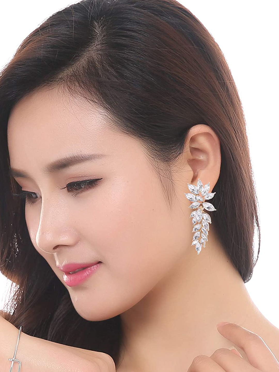 YouBella Jewellery Earrings for women Crystal Earrings for Girls and Women (White)