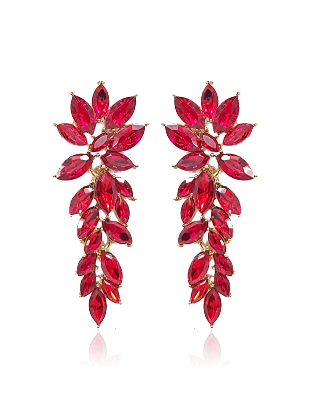 YouBella Jewellery Earrings for women Crystal Earrings for Girls and Women (Red)