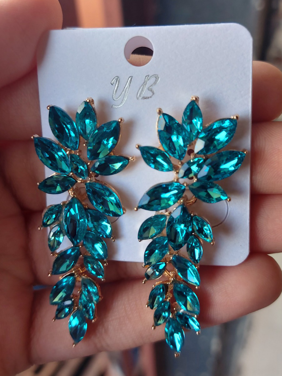 YouBella Jewellery Earrings for women Crystal Earrings for Girls and Women (Aqua Blue)