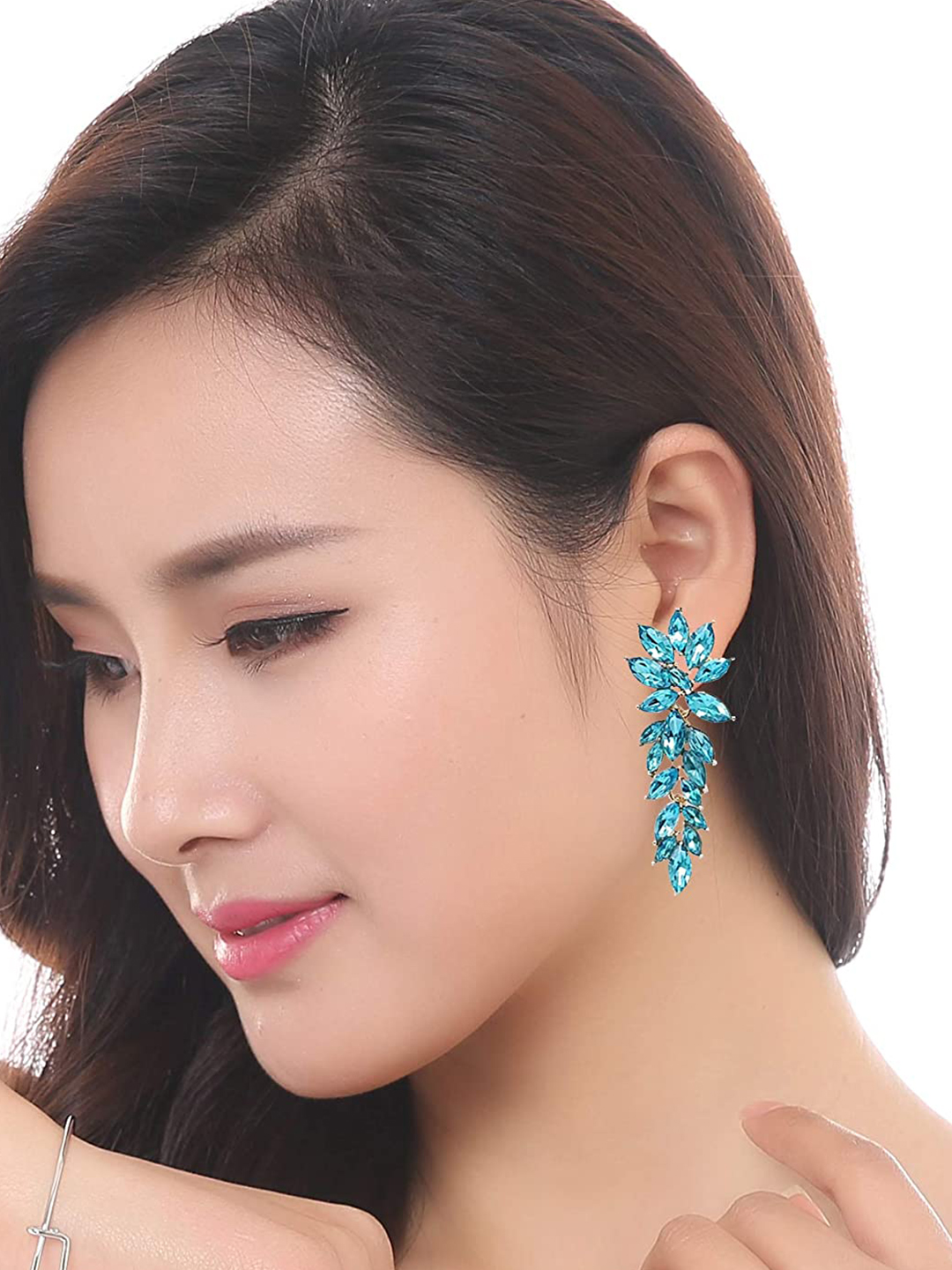 YouBella Jewellery Earrings for women Crystal Earrings for Girls and Women (Aqua Blue)