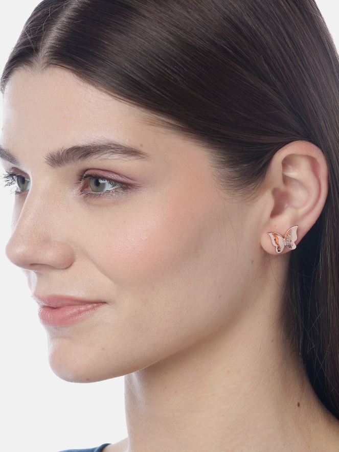 YouBella Rose Gold-Plated Butterfly-Shaped Studs