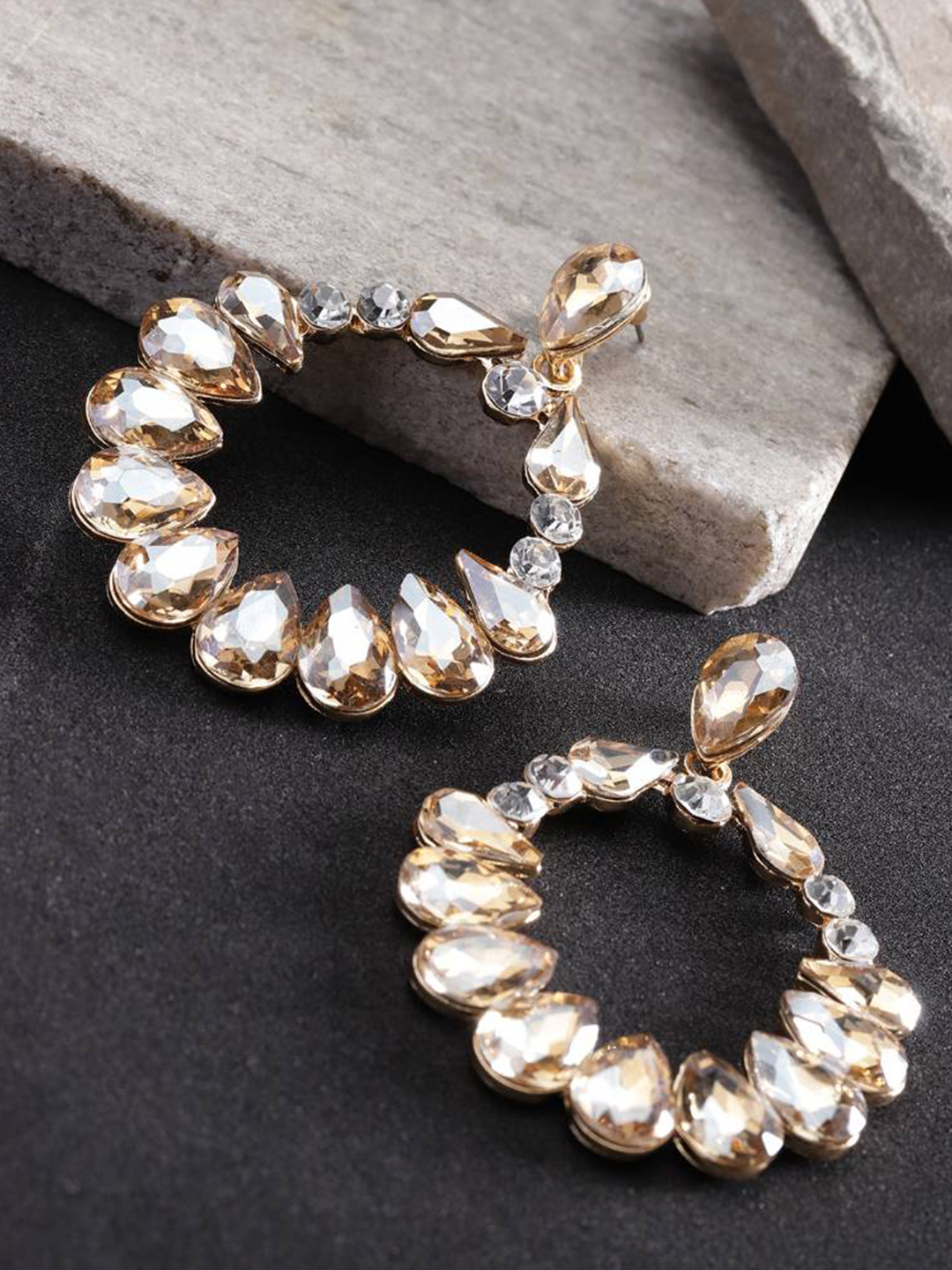 YouBella Jewellery Crystal Round Gold Plated Earrings For Girls and Women
