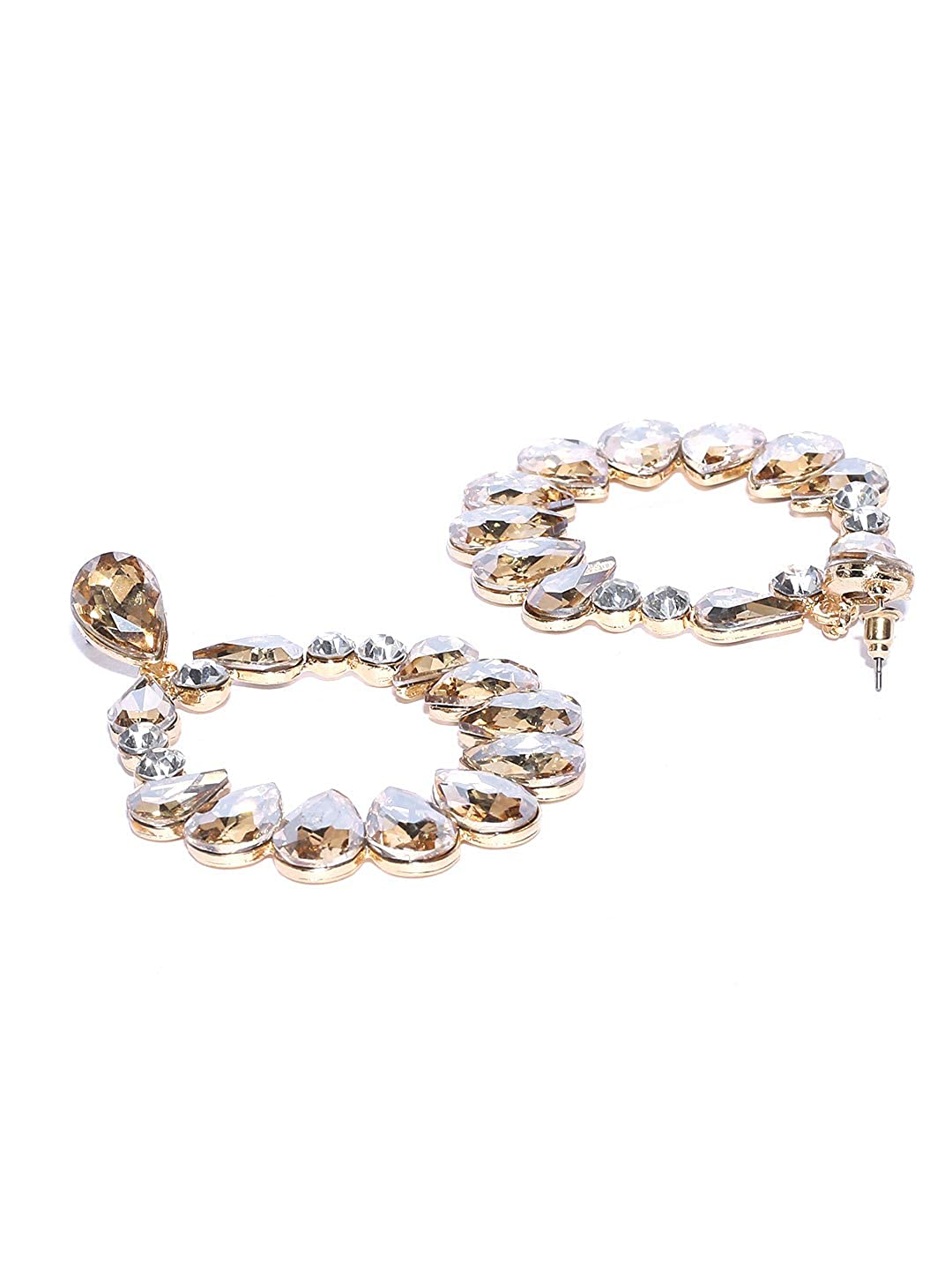 YouBella Jewellery Crystal Round Gold Plated Earrings For Girls and Women