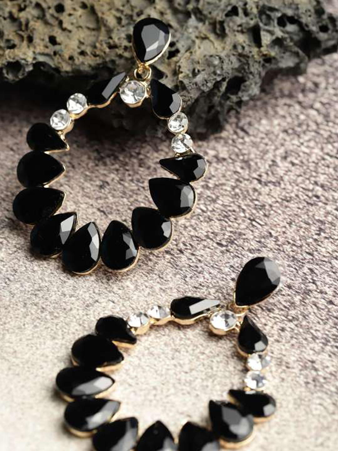 YouBella Earrings for women Jewellery Valentine Collection Swiss Zircon Earings Fashion Earrings for Girls and Women (Black)