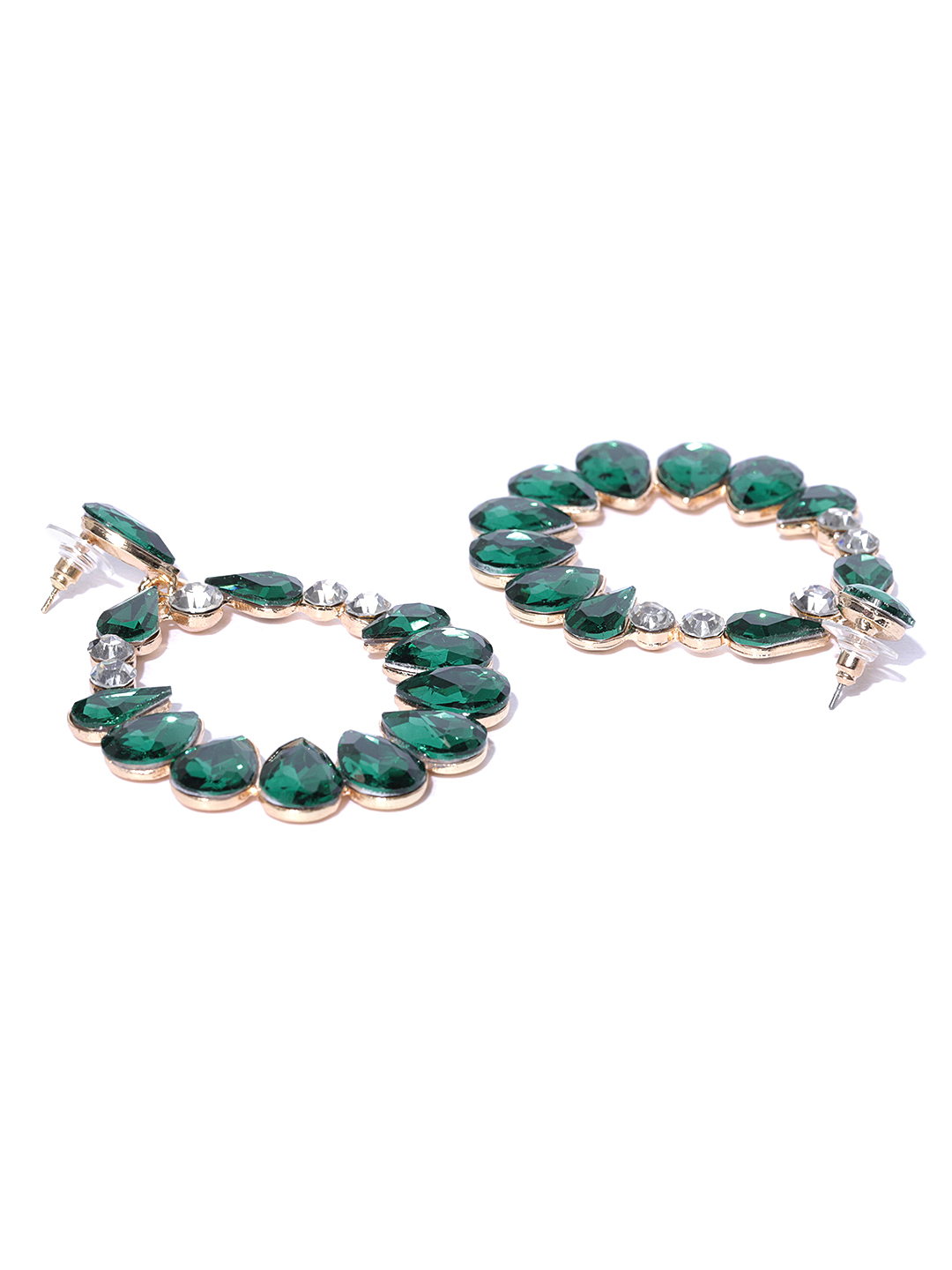 YouBella Gold Plated Crystal Floral Earrings Jewellery for Women (Green)
