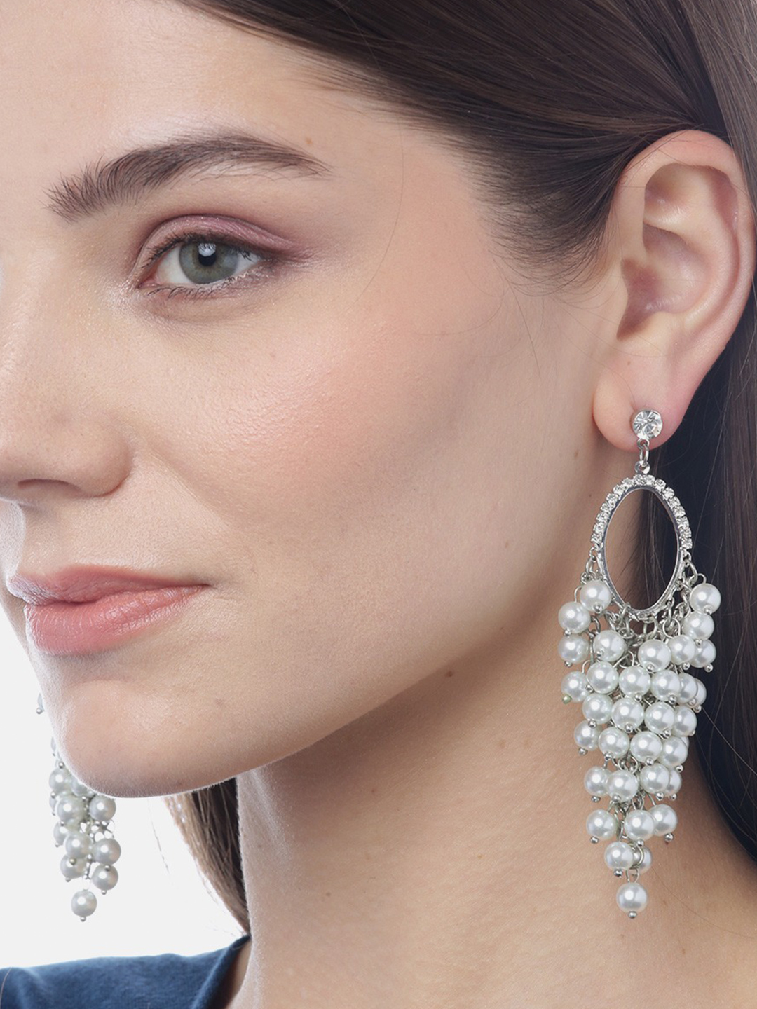 YouBella Earrings for women Jewellery Crystal Earings Earrings for Girls and Women (Silver)