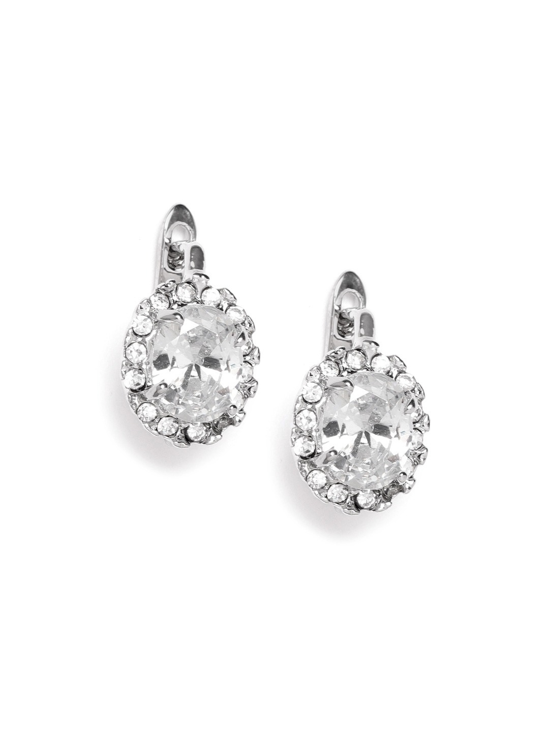 YouBella Silver-Plated Stone-Studded Contemporary Studs