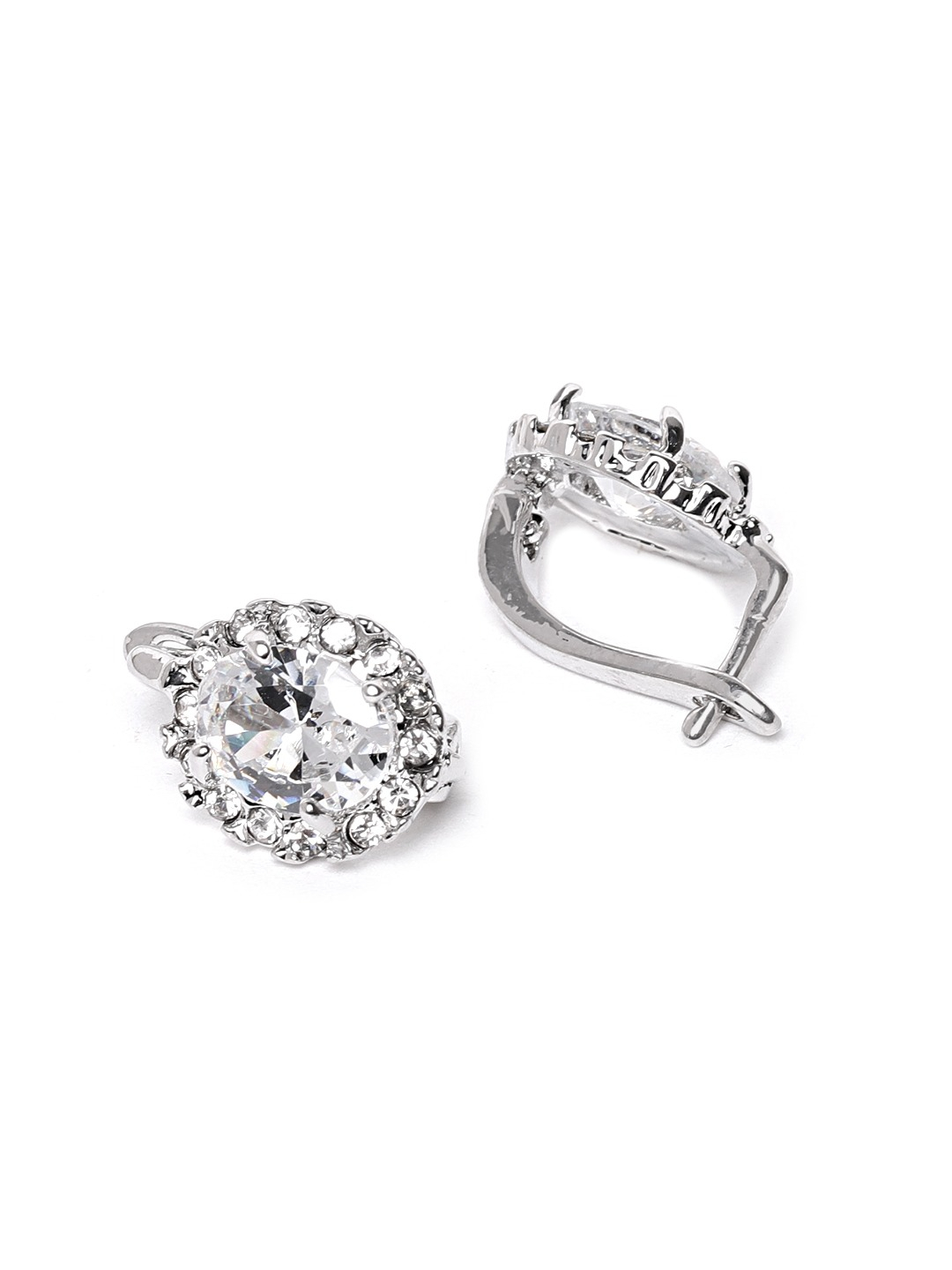 YouBella Silver-Plated Stone-Studded Contemporary Studs