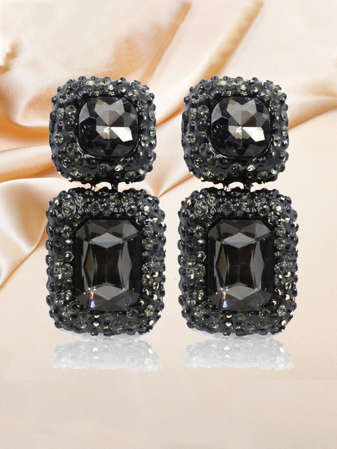 YouBella Base Metal Jewellery Stylish Latest Design Crystal Black Earrings for Girl's and Women's