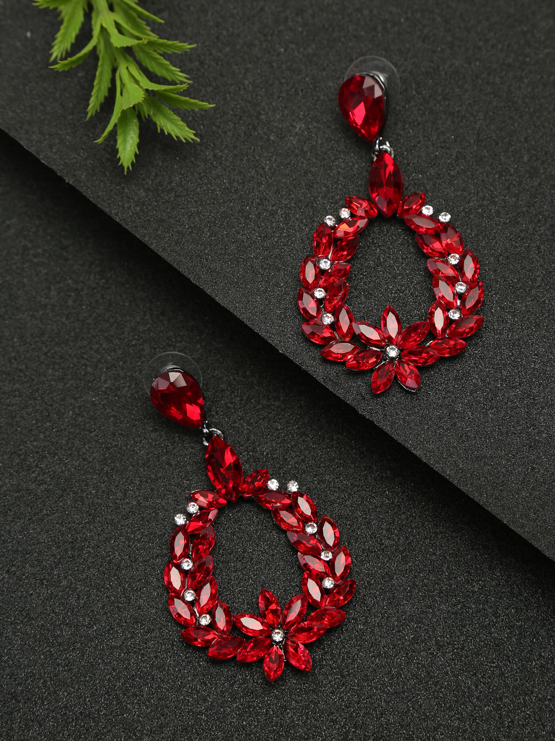YouBella Jewellery Valentine Collection AAA Swiss Zircon Earings Earrings for Girls and Women (RED)