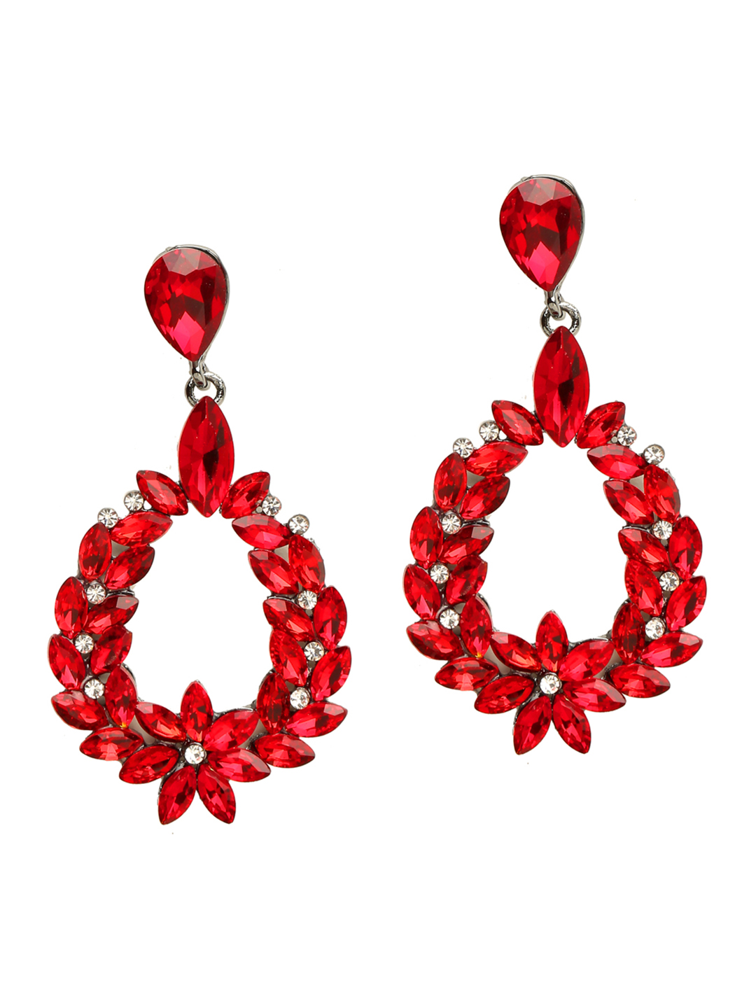 YouBella Gold Plated Silver Plated Jewellery Valentine Collection AAA Swiss Zircon Fashion Fancy Party Wear Red Earrings for Girl's and Women's