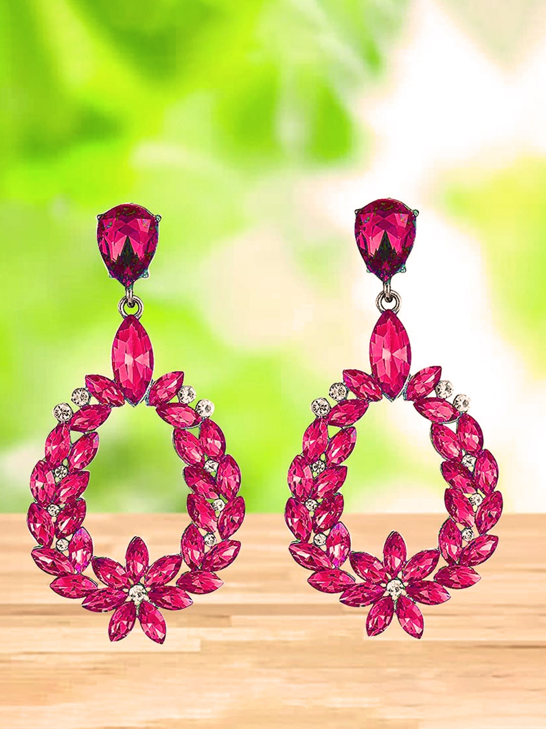 YouBella Jewellery Valentine Collection AAA Swiss Zircon Earings Earrings for Girls and Women (PINK)