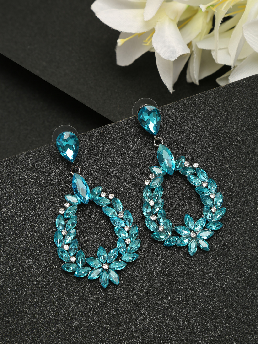 YouBella Jewellery Valentine Collection AAA Swiss Zircon Earings Earrings for Girls and Women (AQUA BLUE)