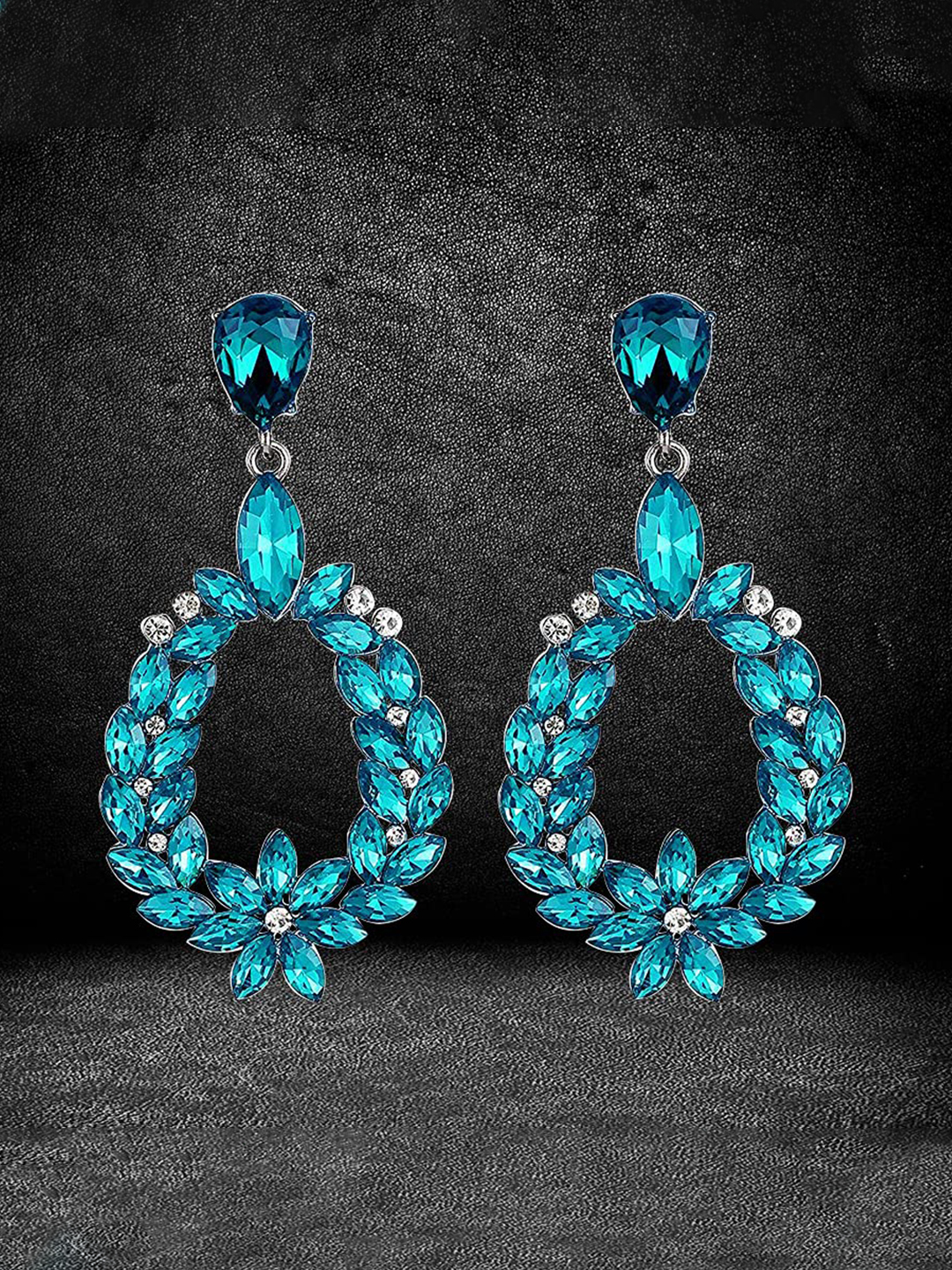 YouBella Jewellery Valentine Collection AAA Swiss Zircon Earings Earrings for Girls and Women (AQUA BLUE)