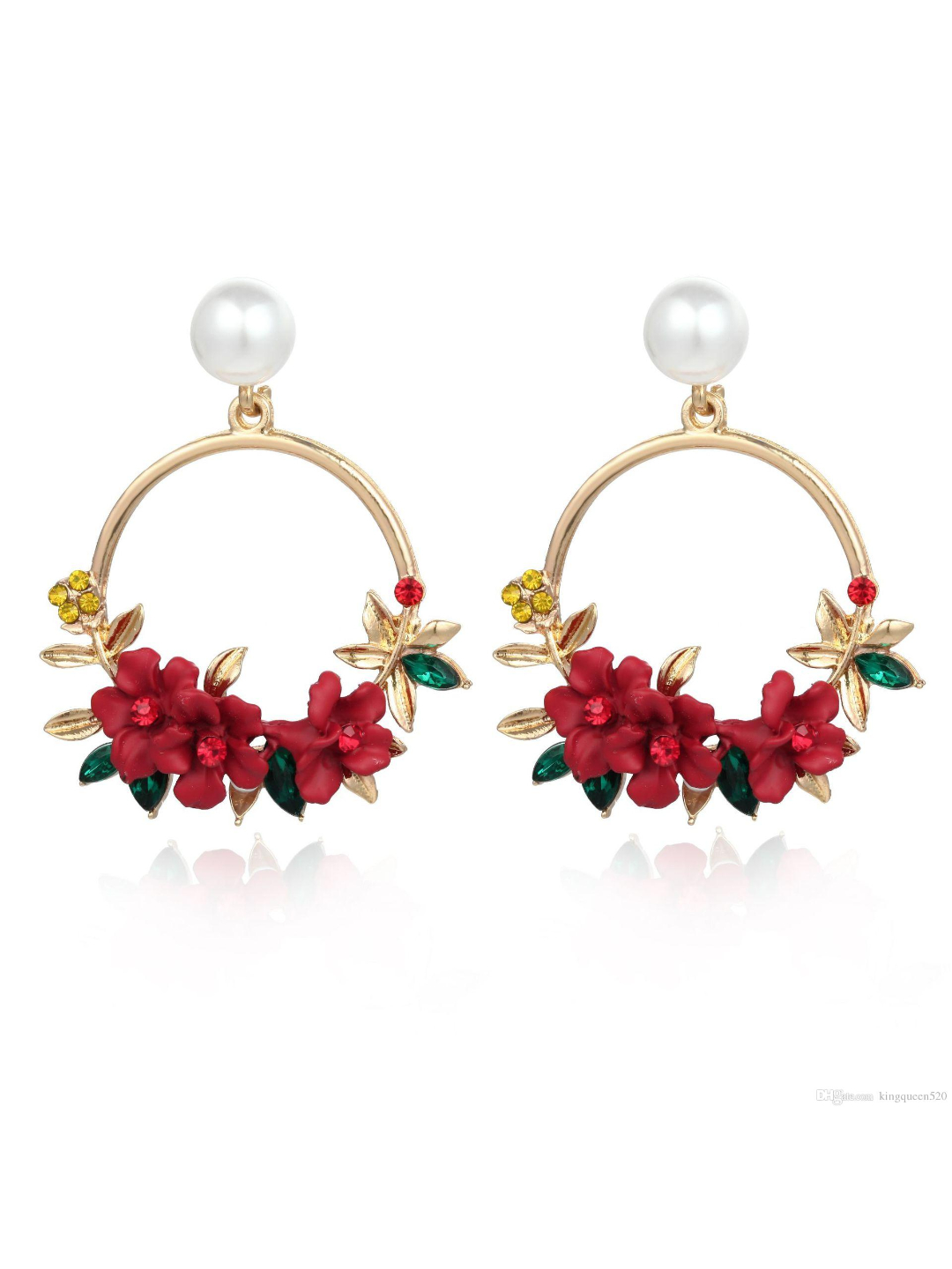 YouBella Crystal Gold Plated Stylish Latest Design Floral Resin Red Earrings for Girl's and Women's