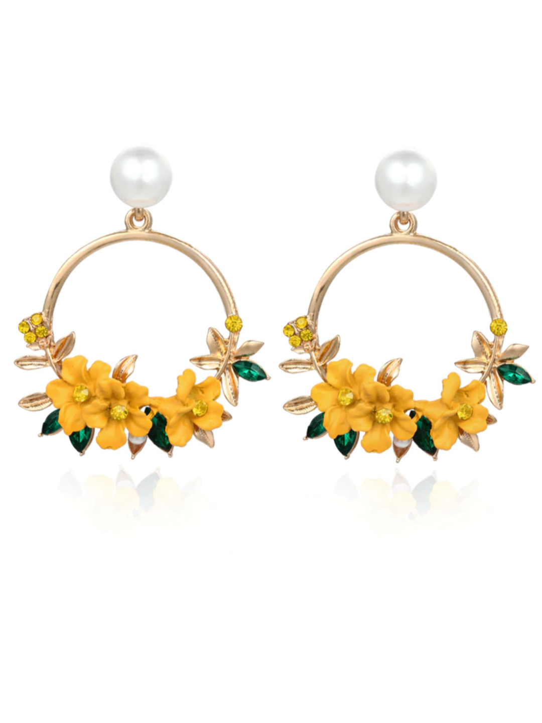 YouBella Crystal Gold Plated Floral Resin Yellow Earrings for Girl's and Women's