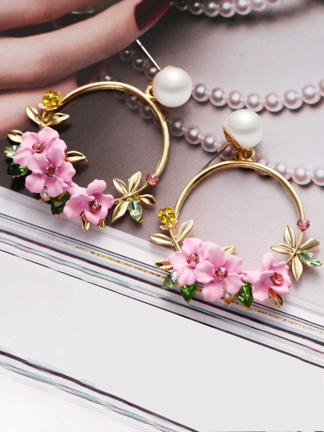 YouBella Jewellery Earrings for women Floral Resin Earrings for Girls and Women (Pink)