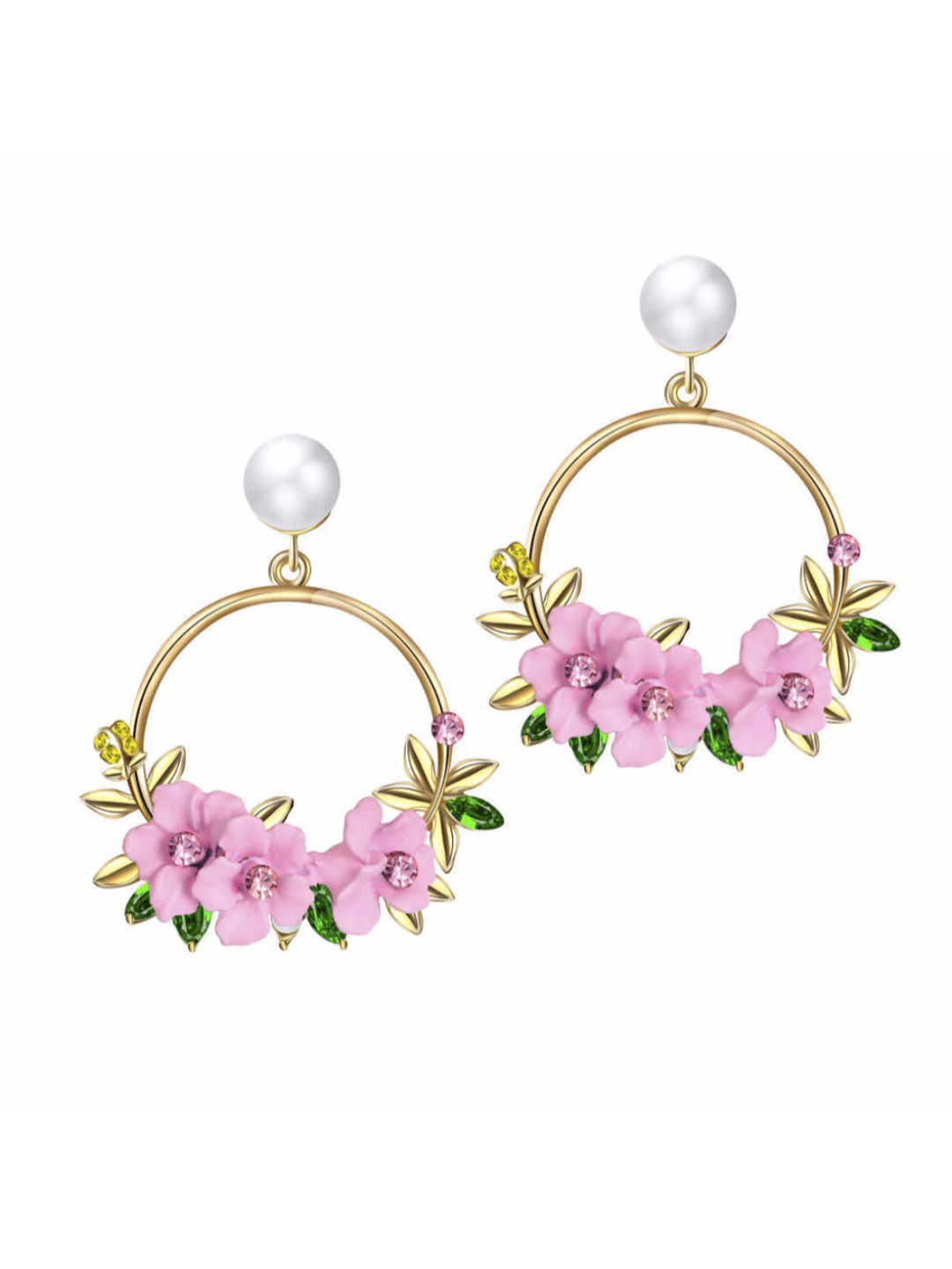 YouBella Crystal Gold Plated Stylish Latest Design Floral Resin Pink Earrings for Girl's and Women's