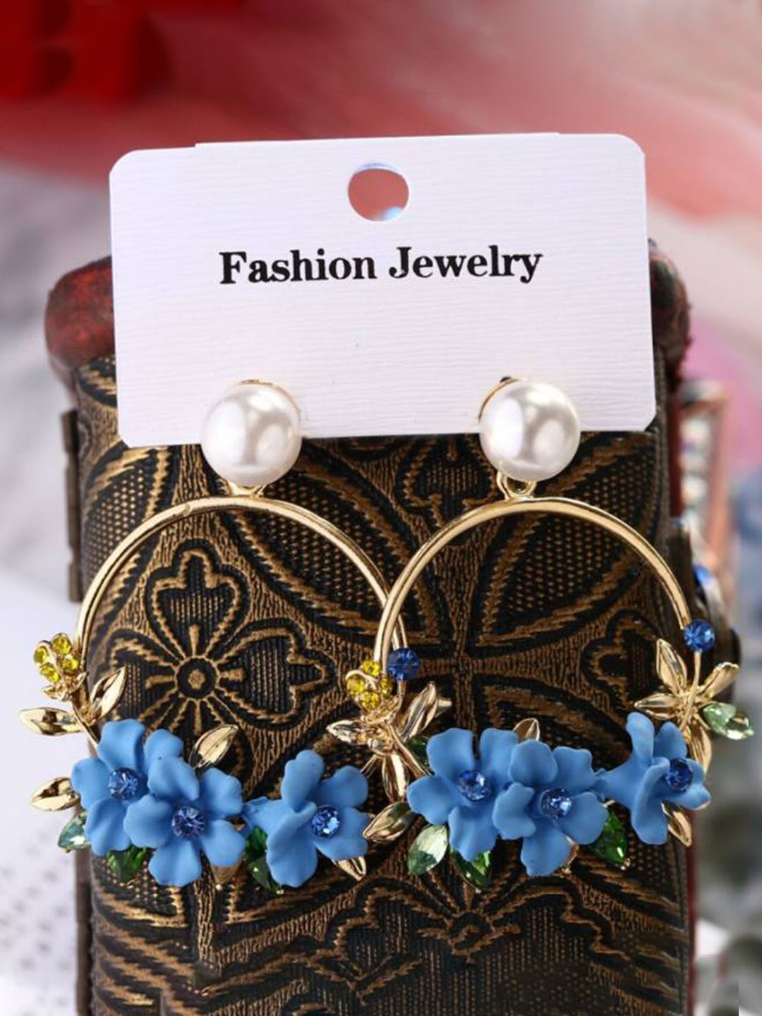 YouBella Jewellery Earrings for women Floral Resin Earrings for Girls and Women (Blue)
