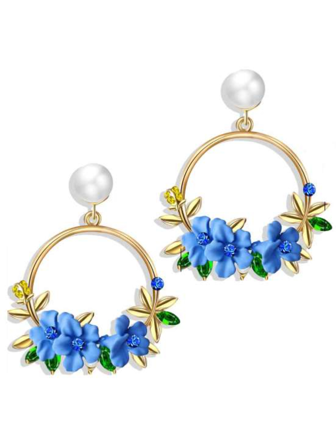 YouBella Jewellery Earrings for women Floral Resin Earrings for Girls and Women (Blue)