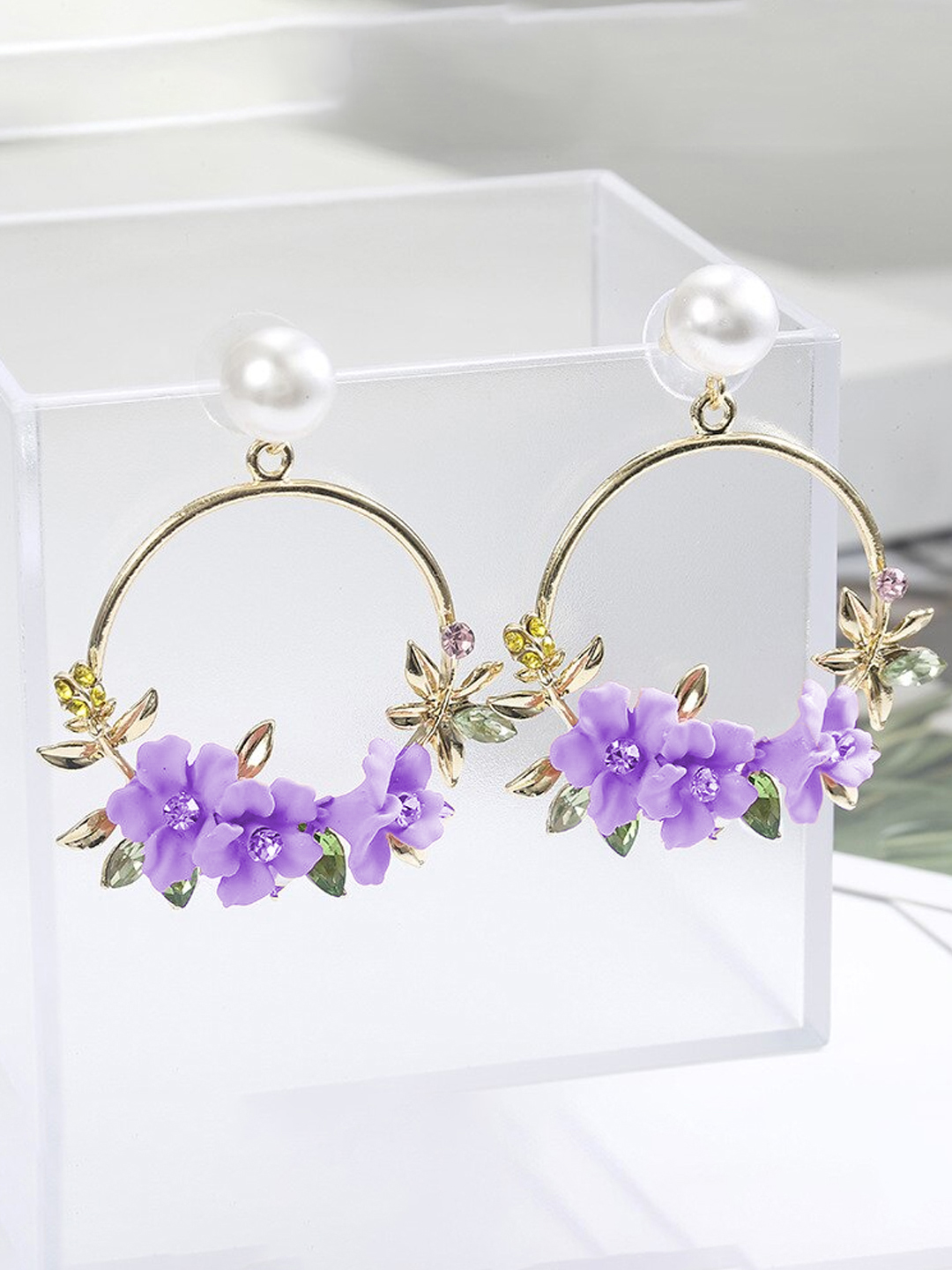 YouBella Jewellery Earrings for women stylish Floral Resin Earrings for Girls and Women (Purple)