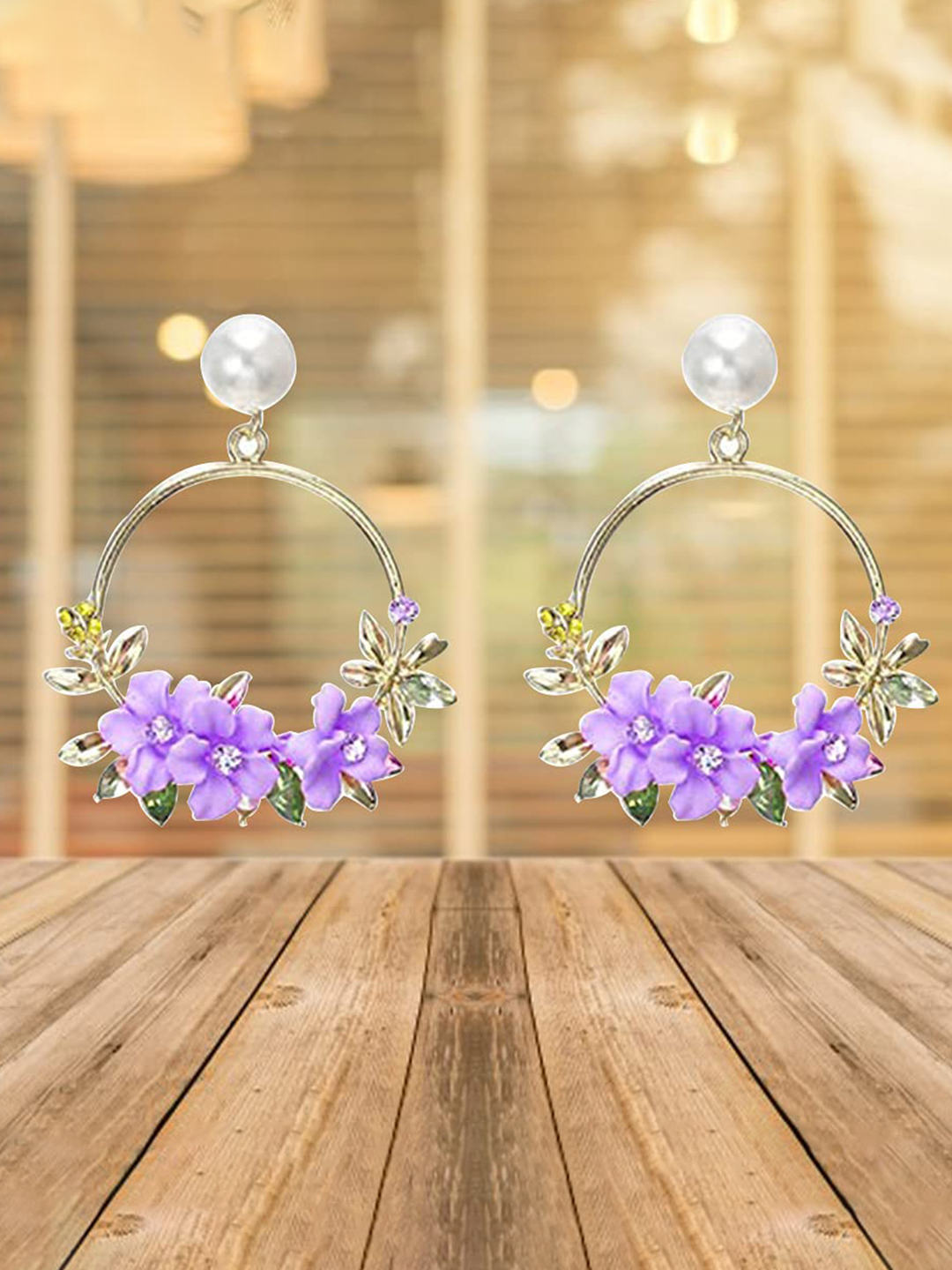 YouBella Jewellery Earrings for women stylish Floral Resin Earrings for Girls and Women (Purple)
