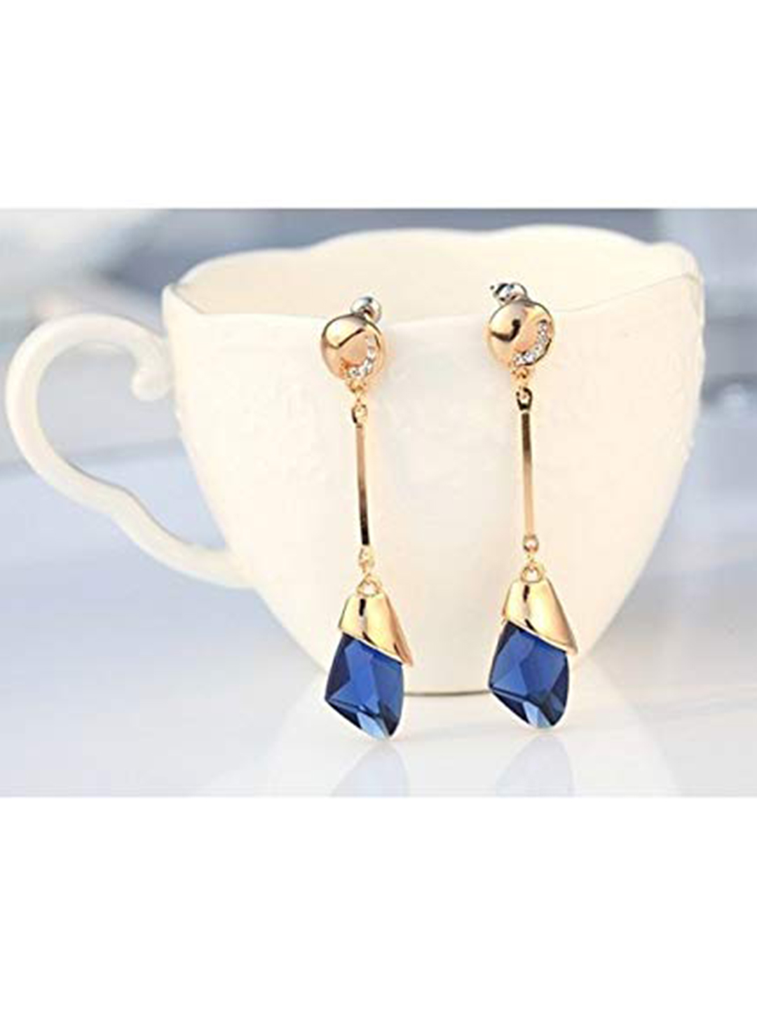 YouBella Jewellery Earrings for women Crystal Dangler Earrings for Girls and Women (Blue)