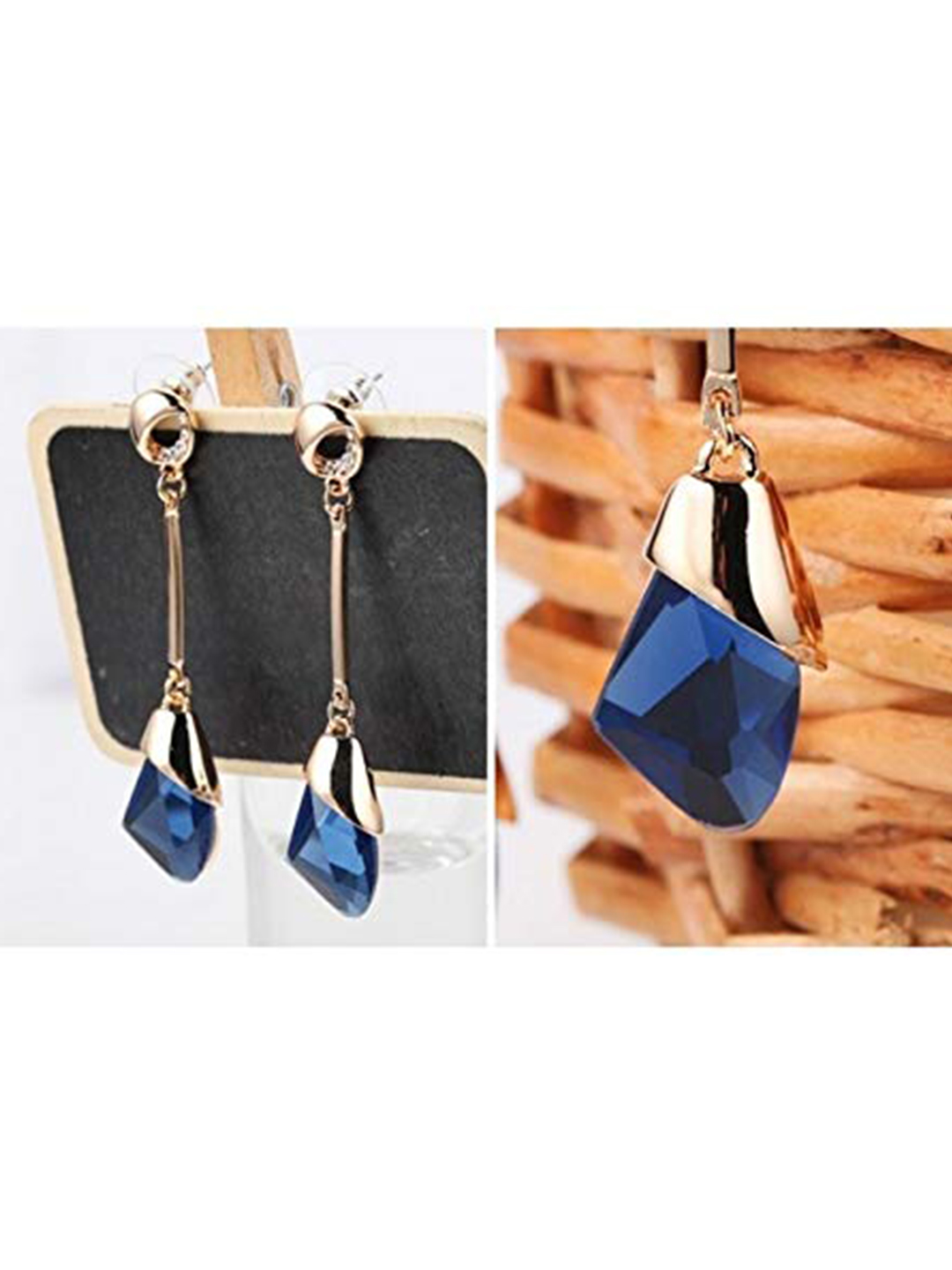 YouBella Jewellery Earrings for women Crystal Dangler Earrings for Girls and Women (Blue)