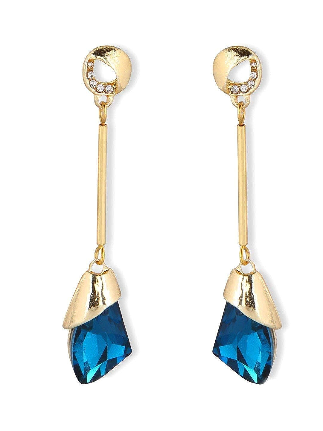 YouBella Jewellery Earrings for women Crystal Dangler Earrings for Girls and Women (Blue)