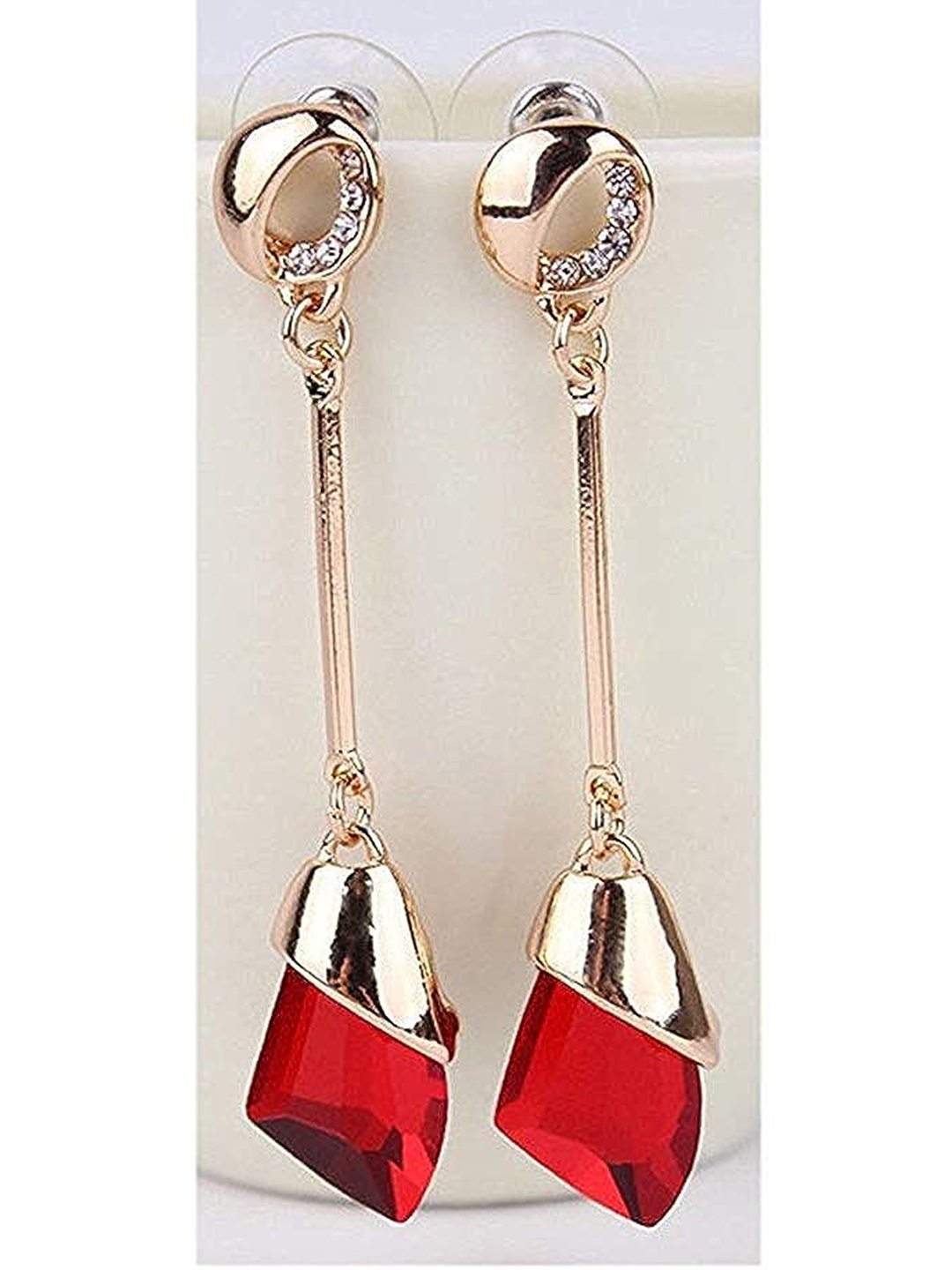 YouBella Jewellery Earrings for women Crystal Dangler Earrings for Girls and Women (Red)