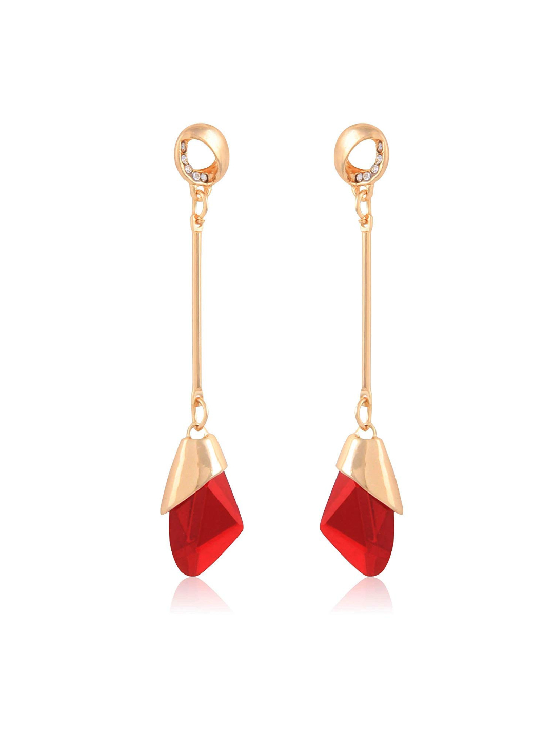 YouBella Jewellery Earrings for women Crystal Dangler Earrings for Girls and Women (Red)