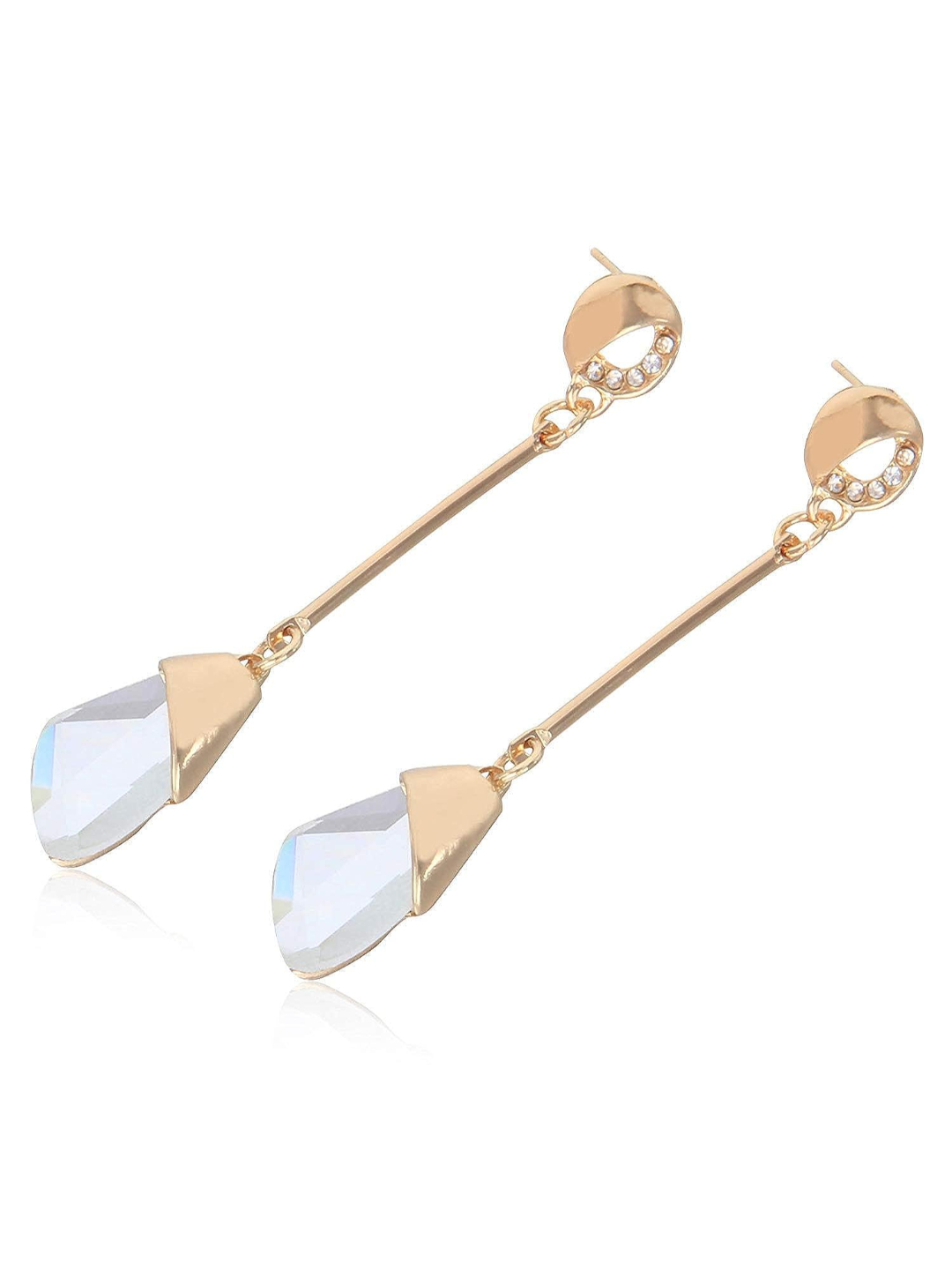 YouBella Jewellery Girls/Women's Crystal Gold Plated Dangler Earrings (White)