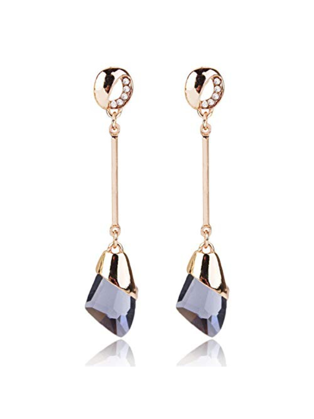 YouBella Jewellery Girls/Women's Crystal Gold Plated Dangler Earrings (Grey)
