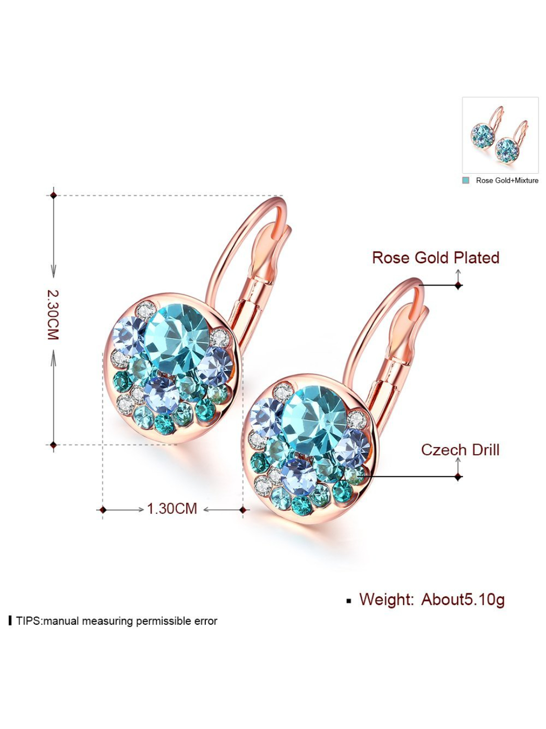YouBella Jewellery Earrings for women Crystal Earrings for Girls and Women (Blue)