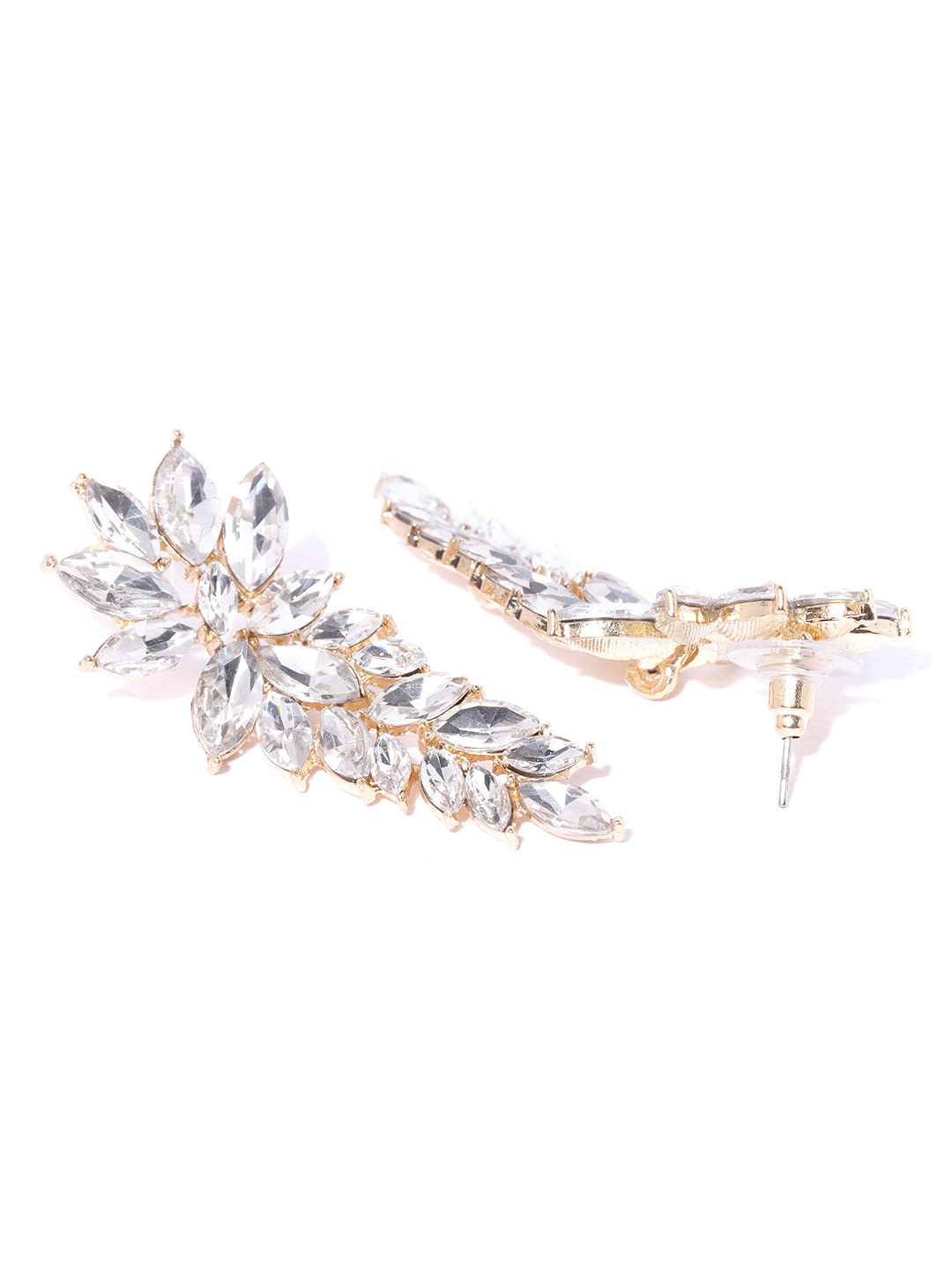 YouBella Gold-Plated Stone-Studded Floral Drop Earrings
