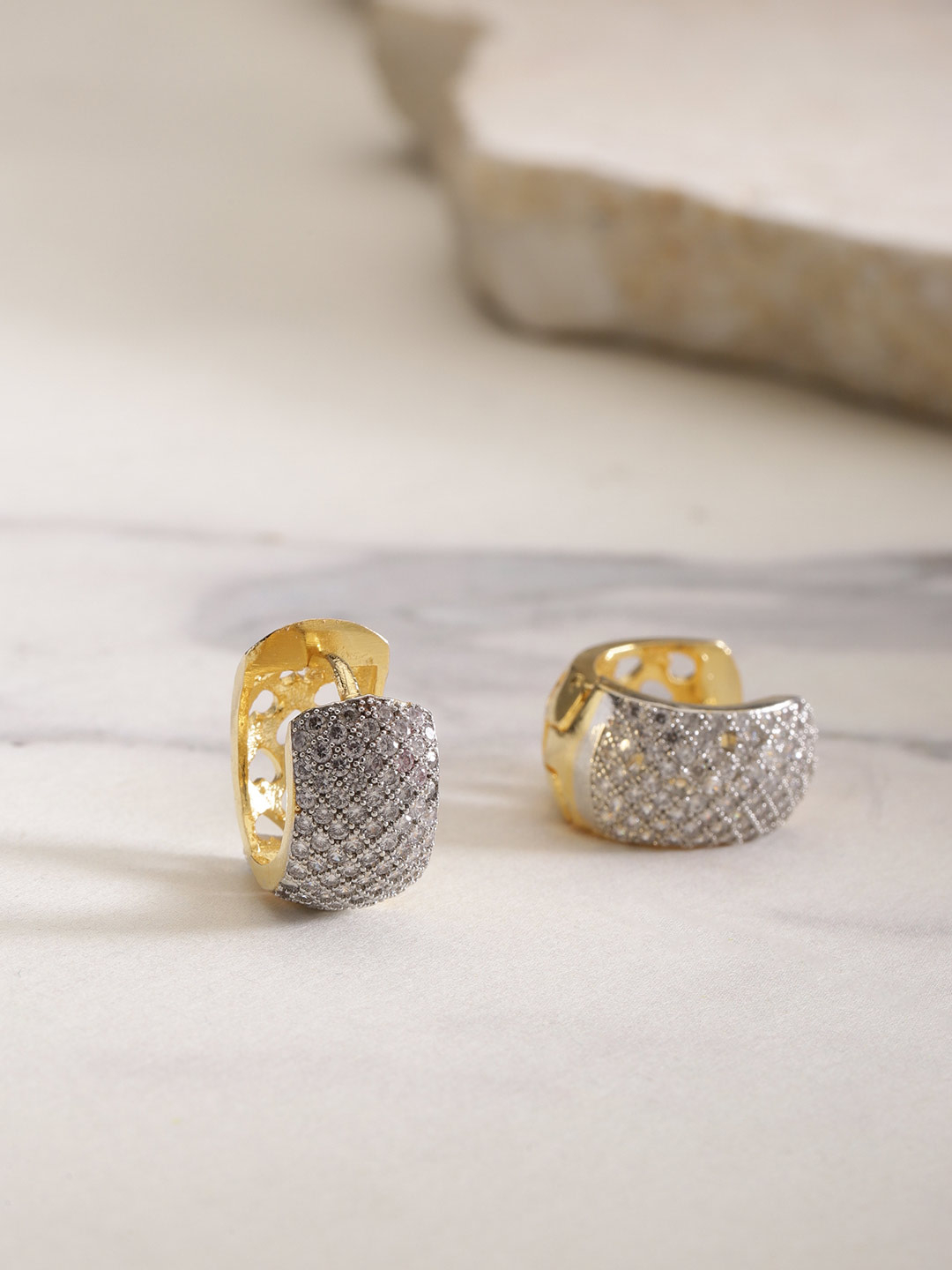 YouBella Gold-Plated Stone-Studded Circular Hoop Earrings
