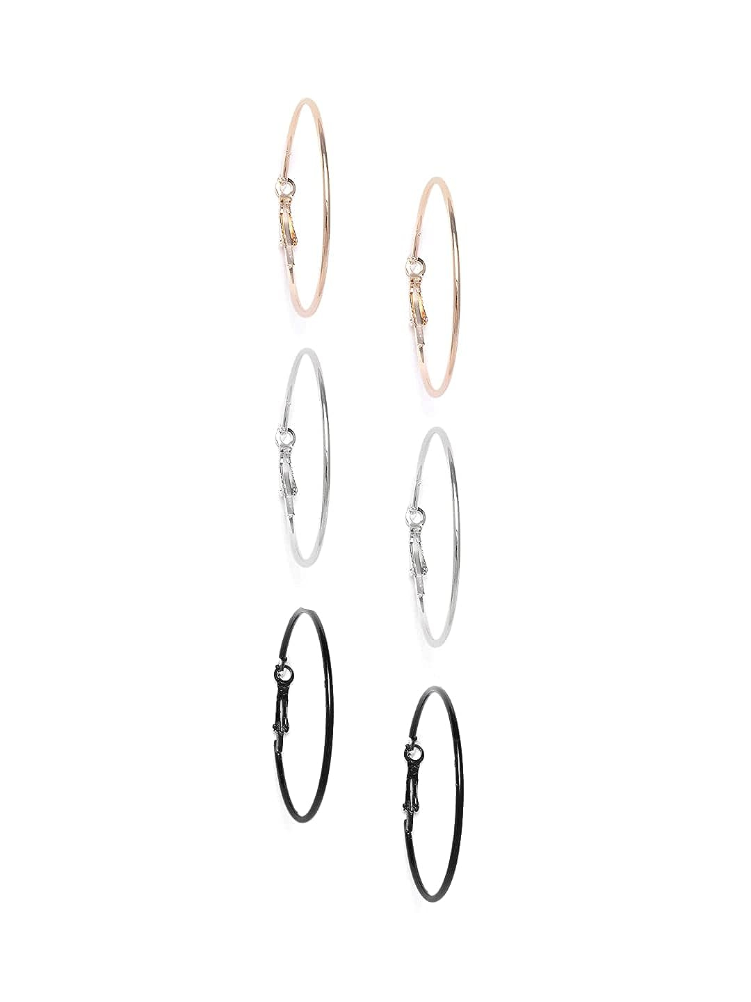YouBella Jewellery Earrings for women Combo of 3 Pair of Hoop Earrings for Girls and Women