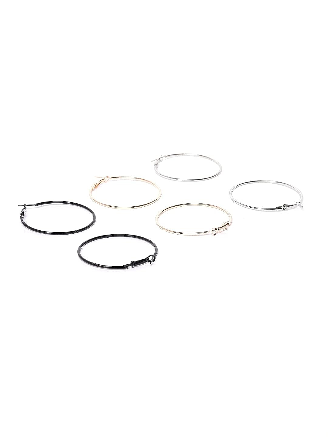 YouBella Jewellery Earrings for women Combo of 3 Pair of Hoop Earrings for Girls and Women