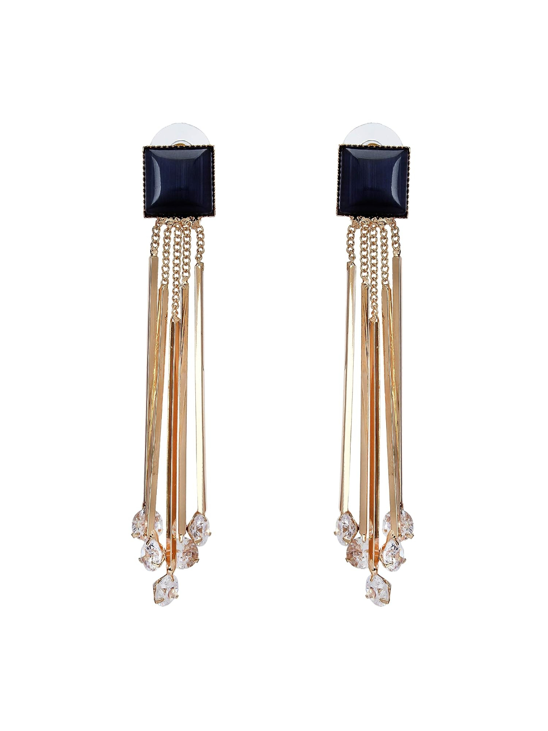 YouBella Jewellery Crystal Gold Plated Dangler Earrings for Girls and Women (Black)