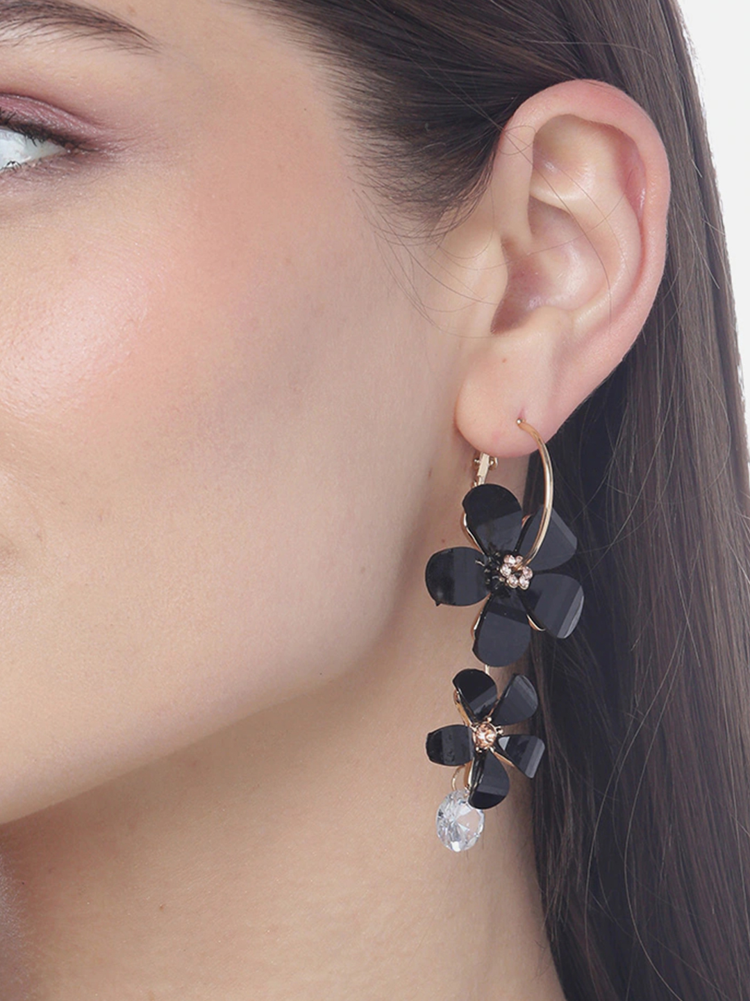 YouBella Jewellery Ear rings for women Crystal Earrings for Girls and Women (Black)