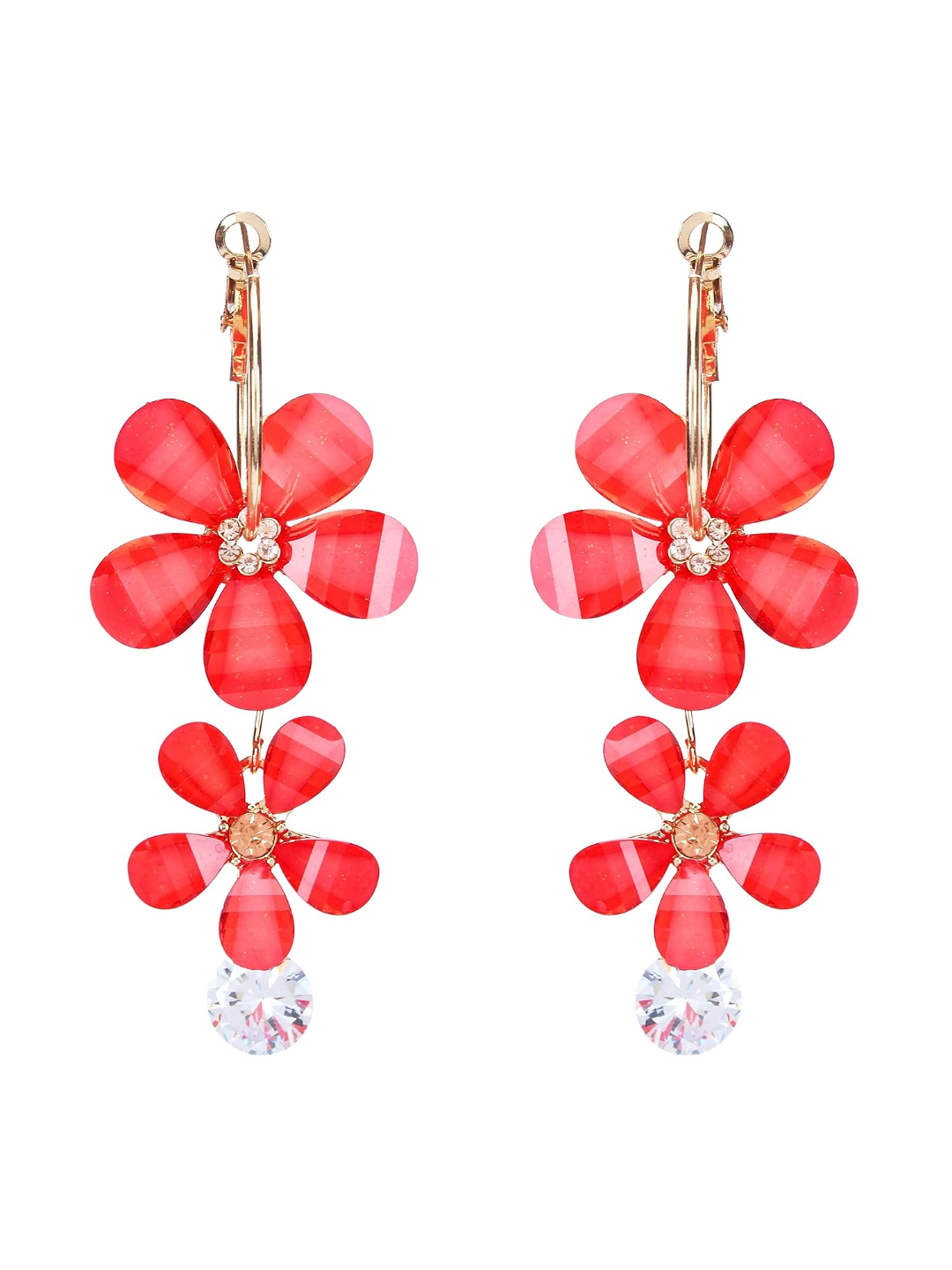 YouBella Jewellery Earings for women Crystal Earrings for Girls and Women (Red)