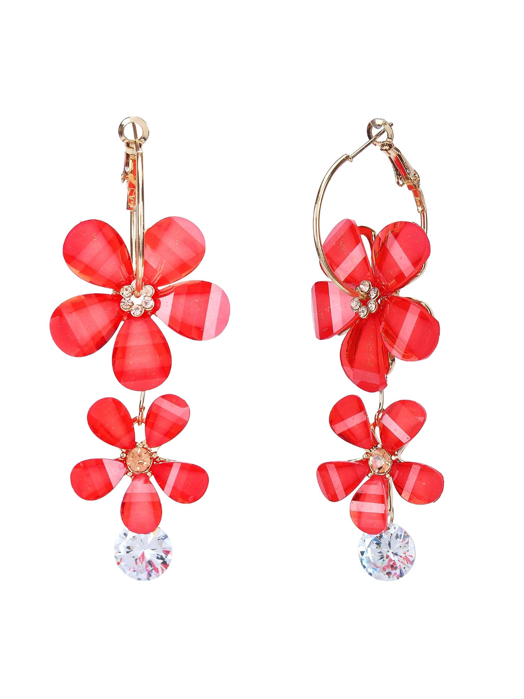 YouBella Jewellery Earings for women Crystal Earrings for Girls and Women (Red)